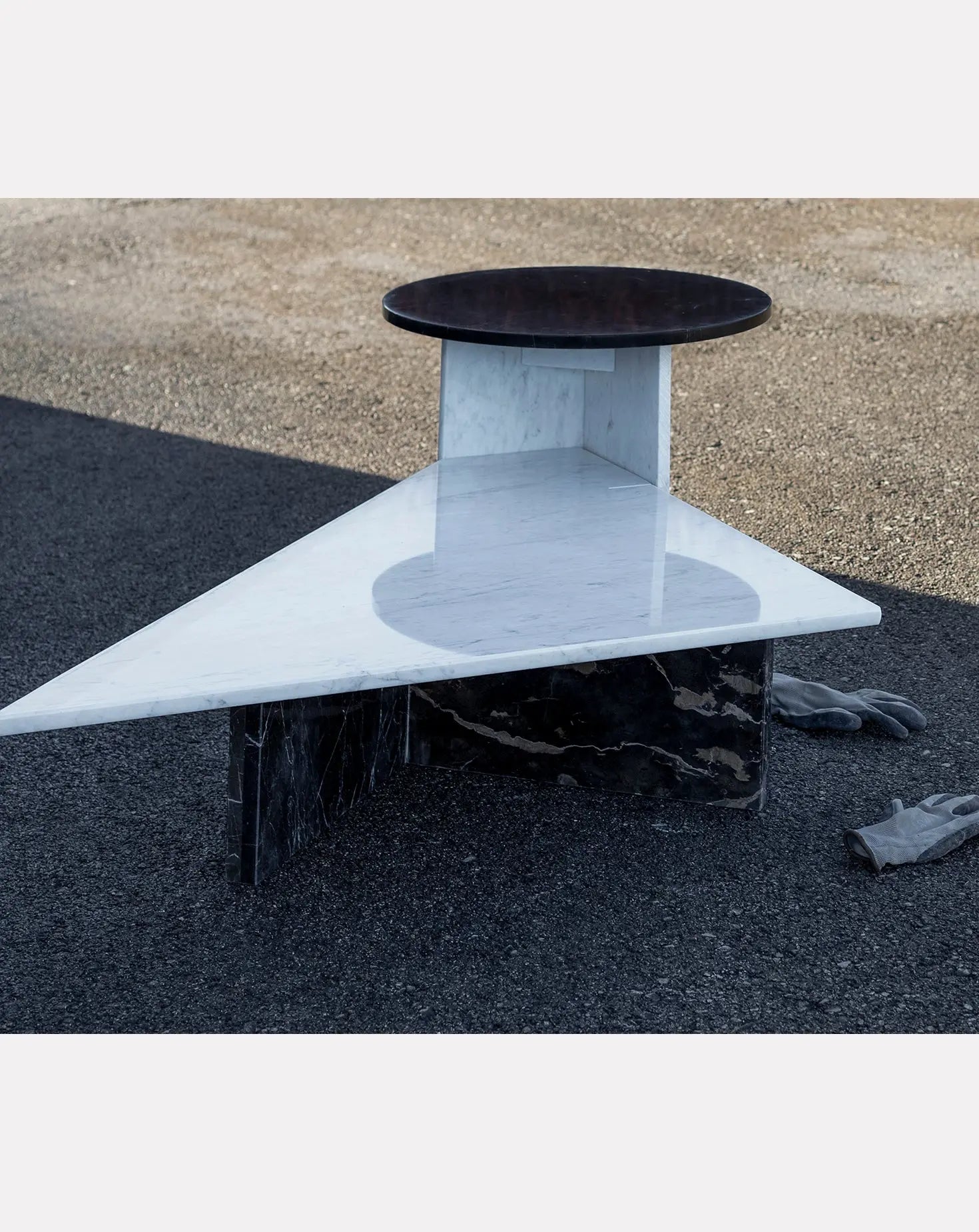 Marquina and Carrara Marble Side Table Stone Stackers