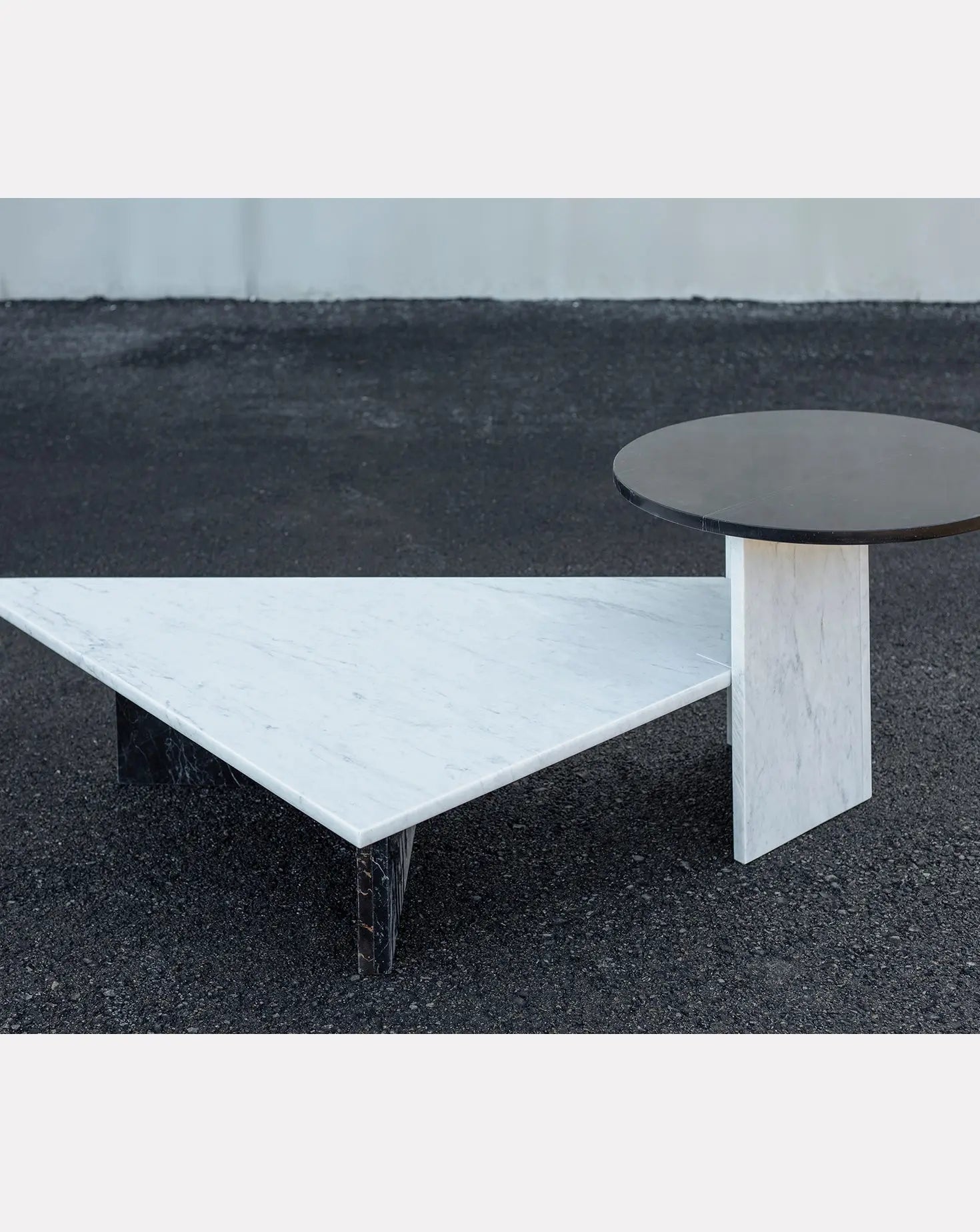 Marquina and Carrara Marble Side Table Stone Stackers