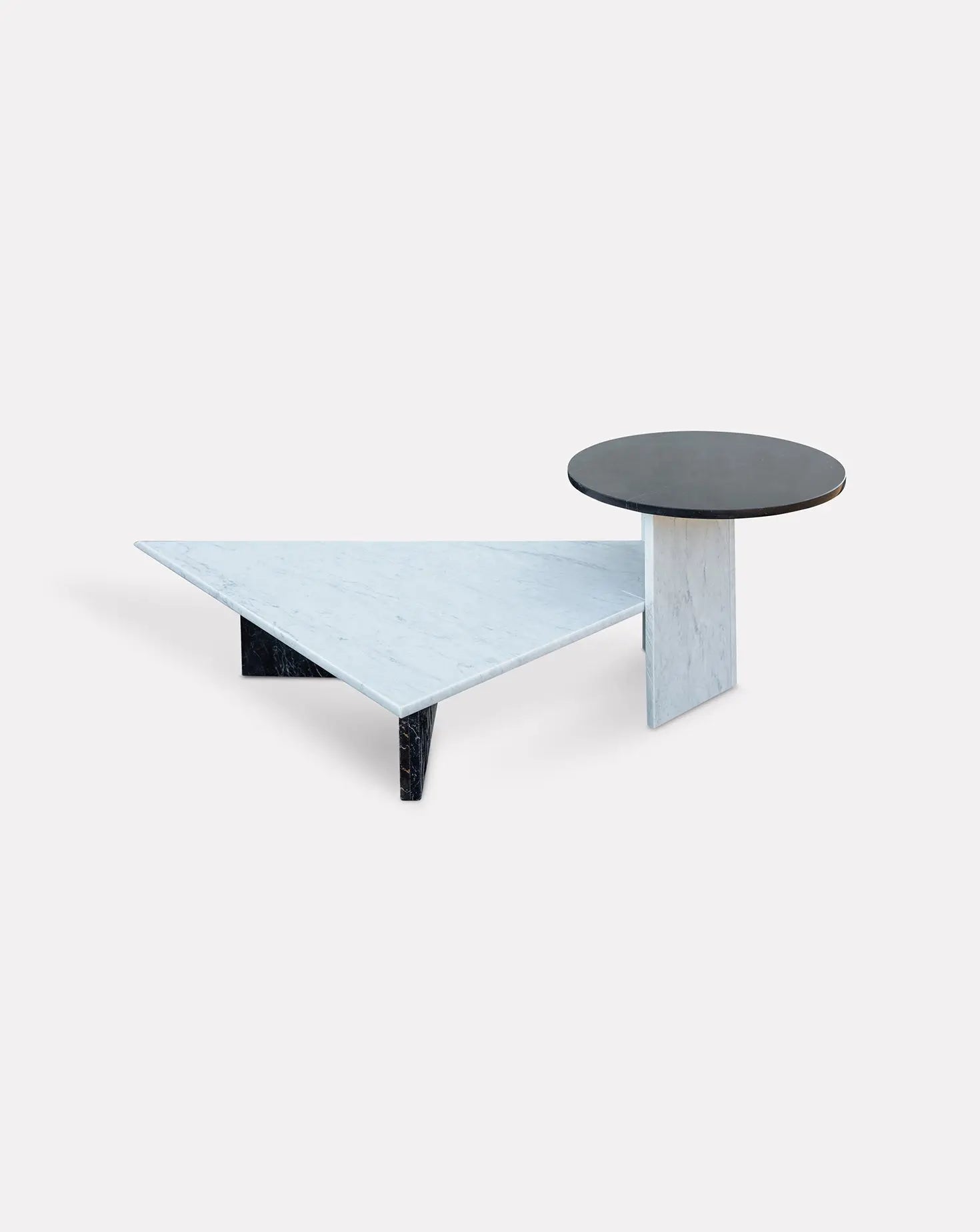 Marquina and Carrara Marble Side Table Stone Stackers