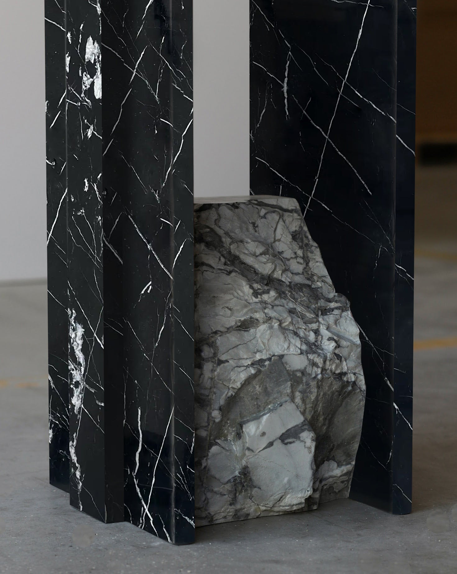 Marquina and Invisible Grey Console Table