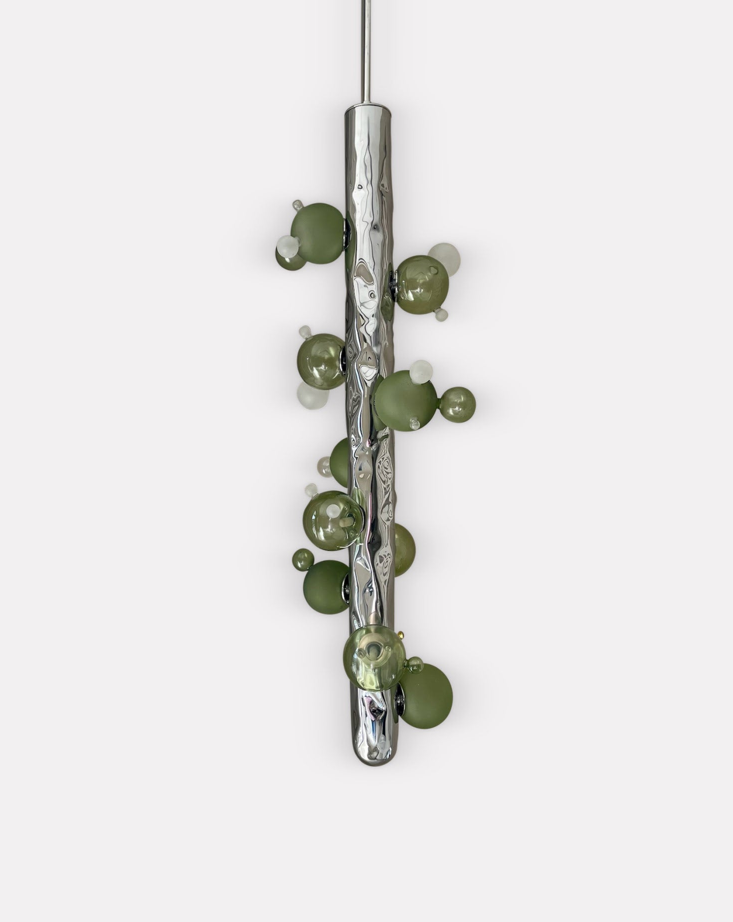 Molecule Silver and Olive Green Pendant Nitush - Aroosh