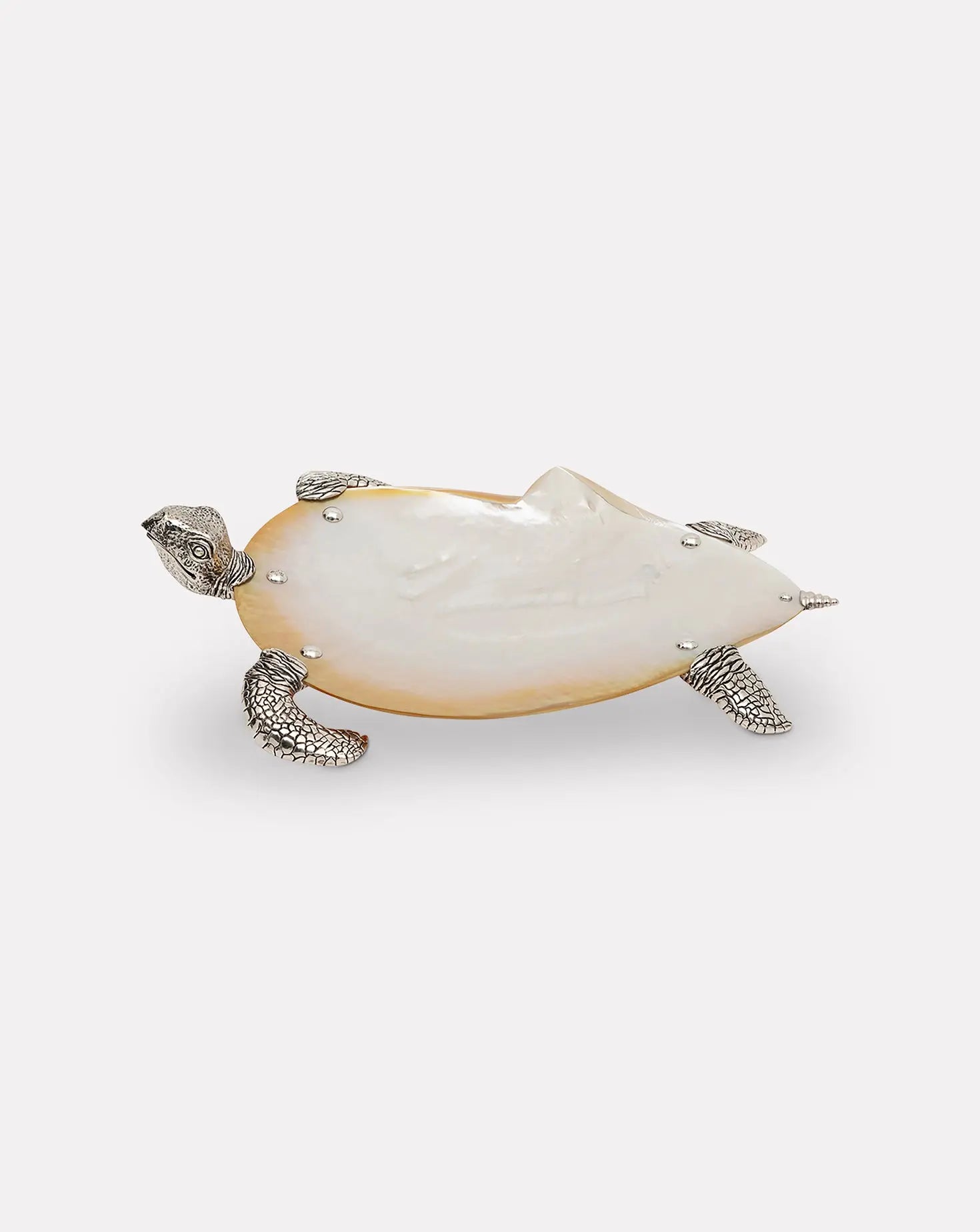 Mother Of Pearl Silver Turtle Plate Lotus Arts de Vivre