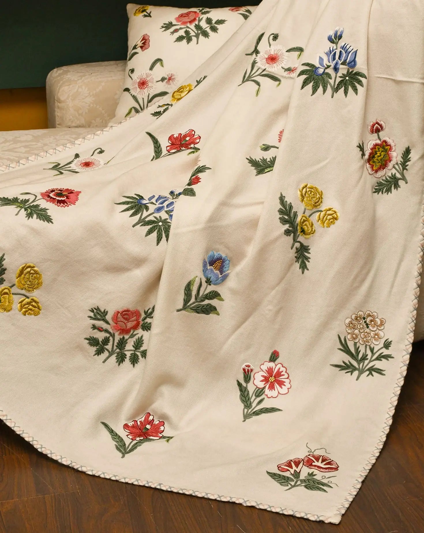 Mughal Garden Merino Wool Blanket Janavi India