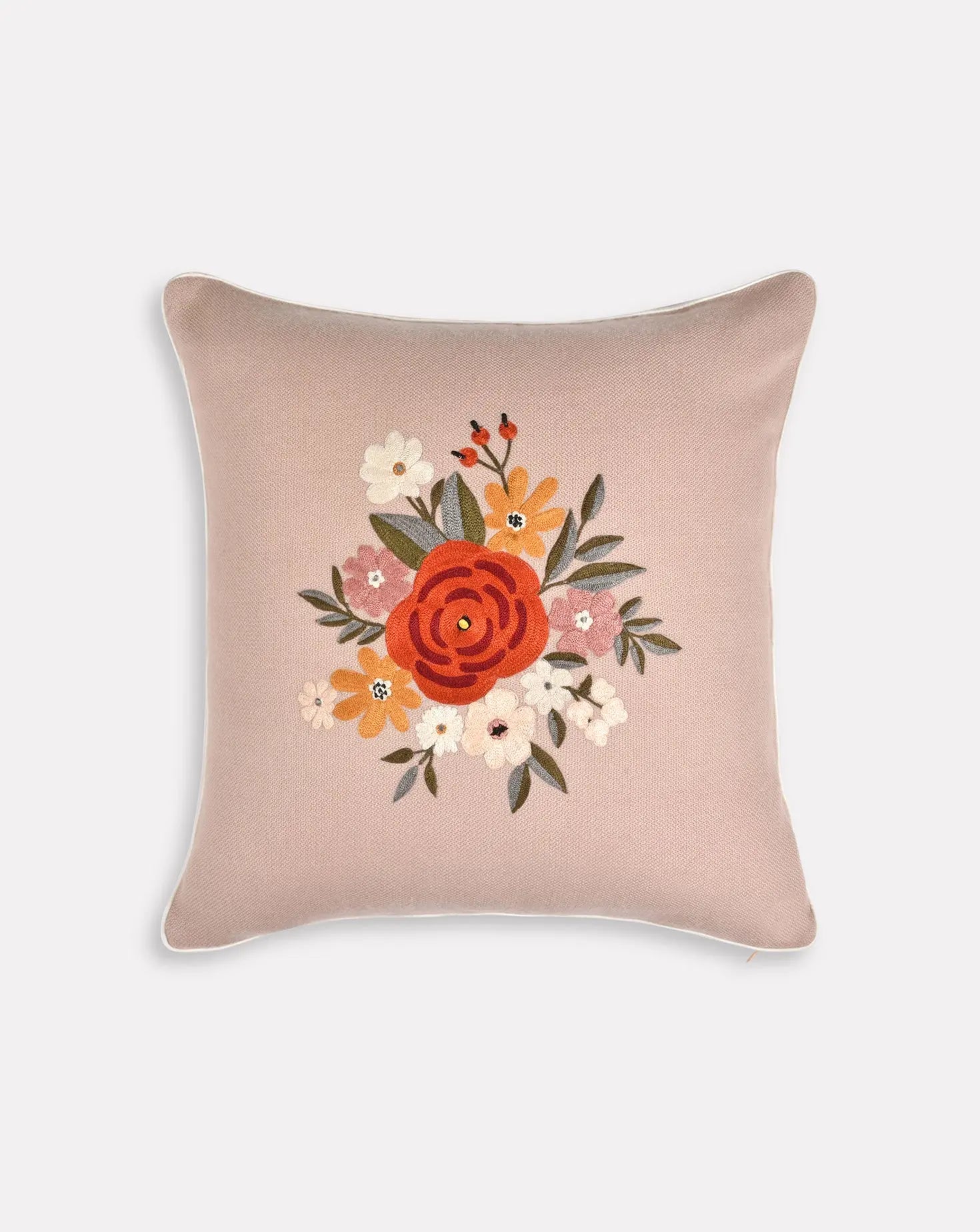 Multi Floral Merino Wool Cushion Janavi India