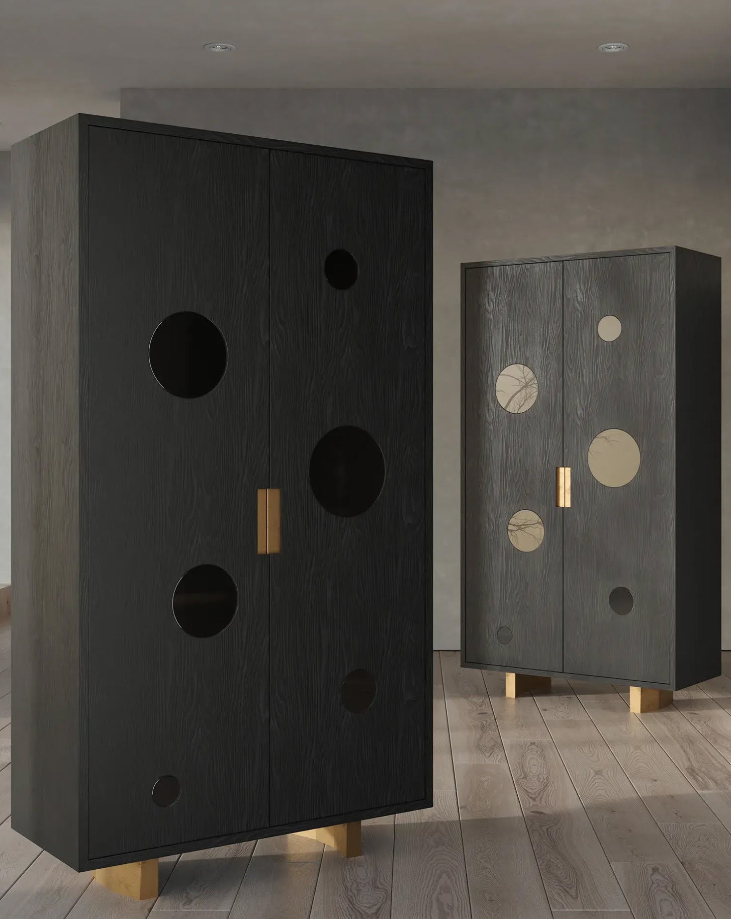 Noir Black and Gold Bar Cabinet