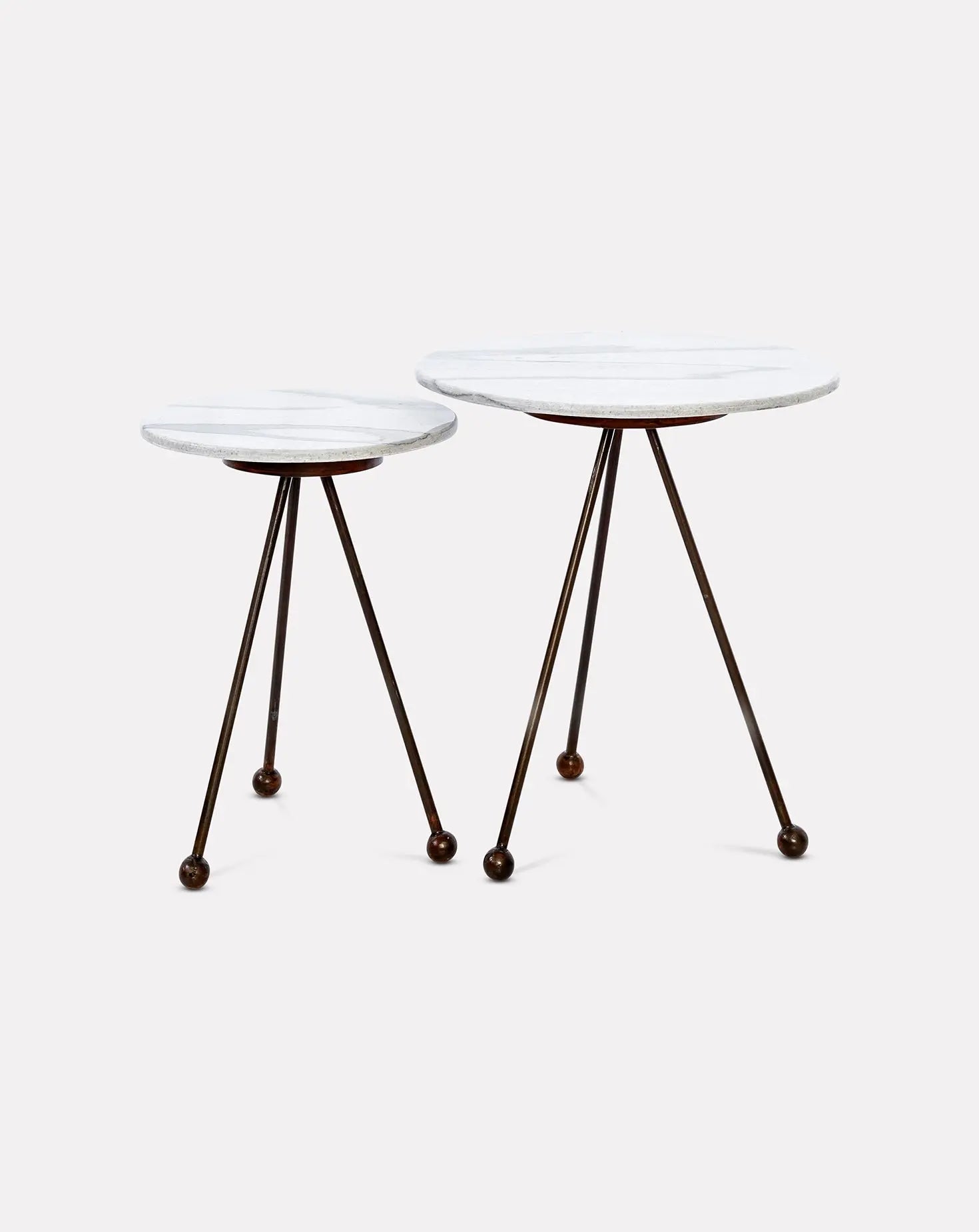 Set of 2 Orbit White Marble Side Tables On.entropy