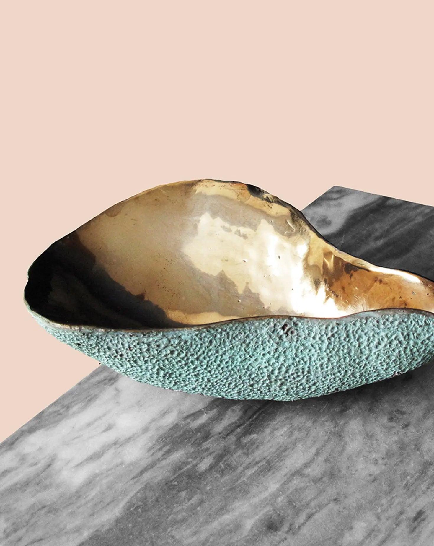 Oyster Solid Bronze and Turquoise Bowl Sarah Linda Forrer