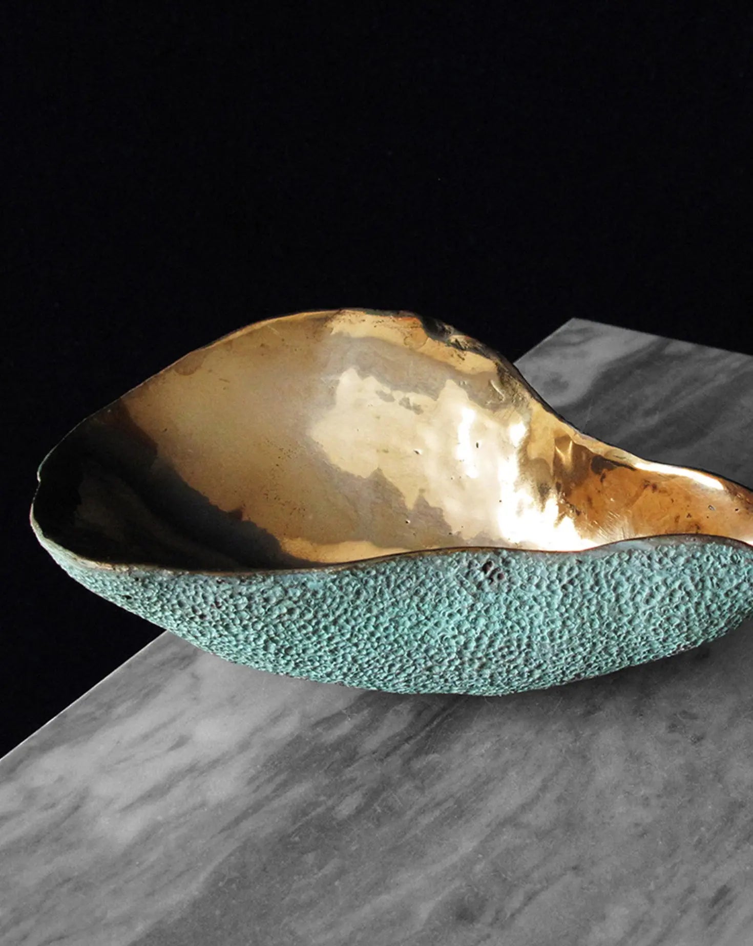 Oyster Solid Bronze and Turquoise Bowl Sarah Linda Forrer