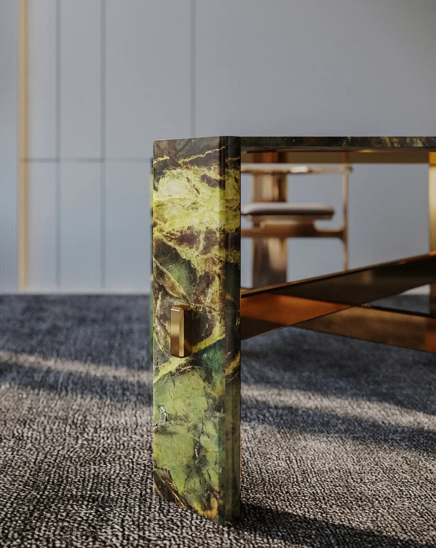 Alani Verde Borgogna Marble Dining Table L'Eccesso