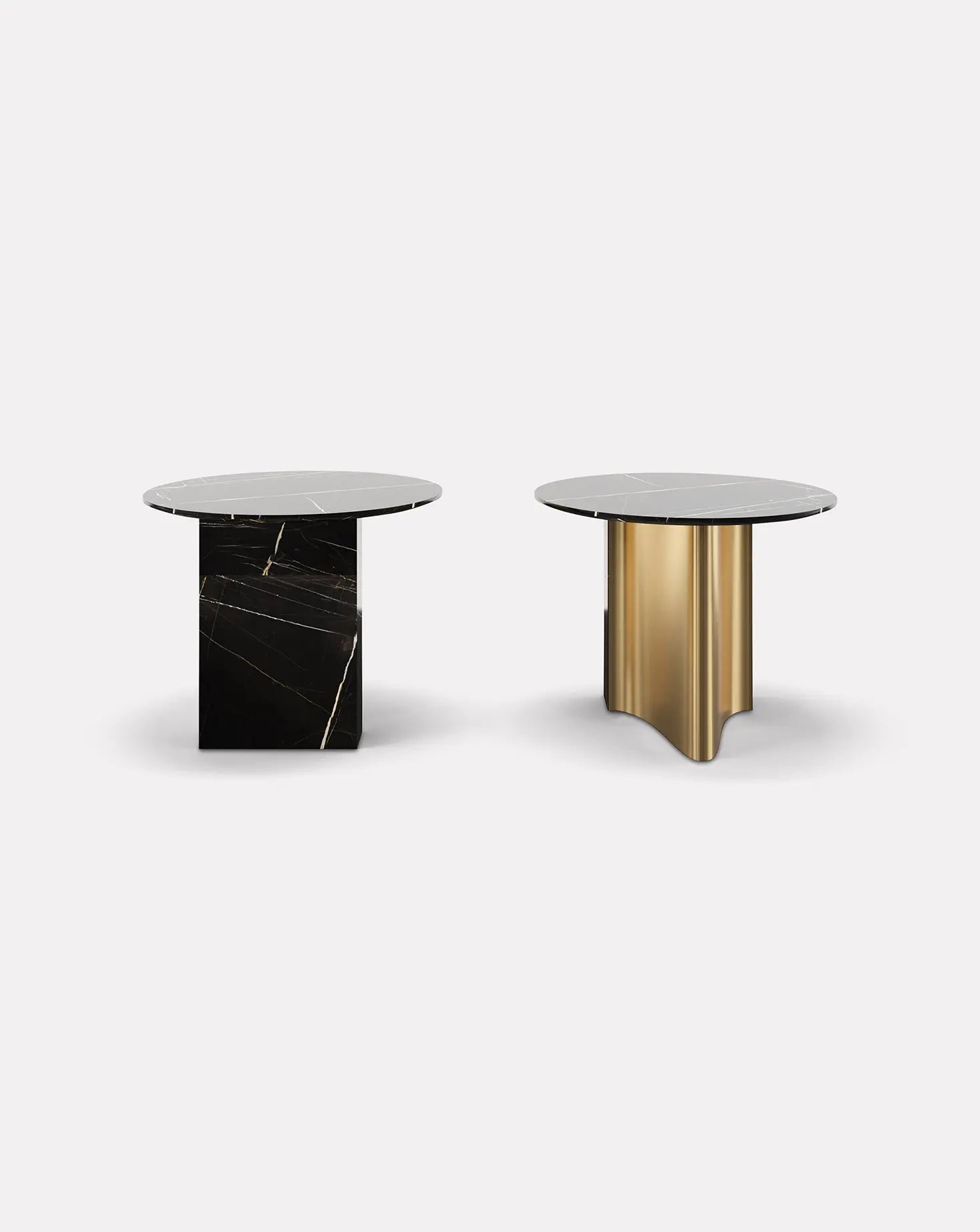 Barso Round Sahara Noir Marble Side Table L'Eccesso