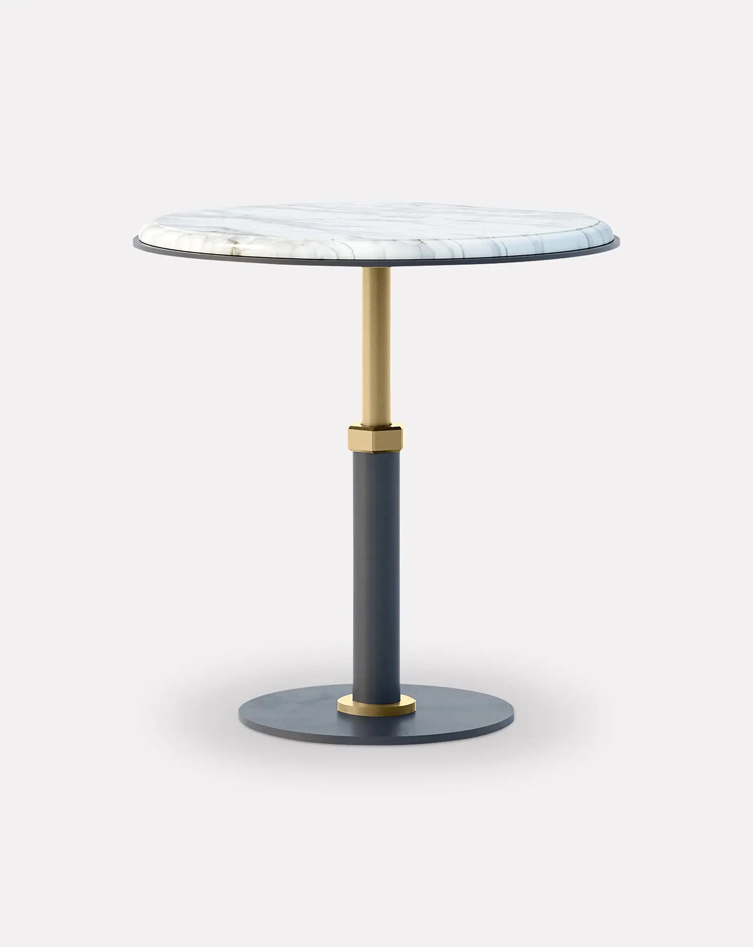 Pedestal Bianco and Brass Round Side Table Gabriel Scott