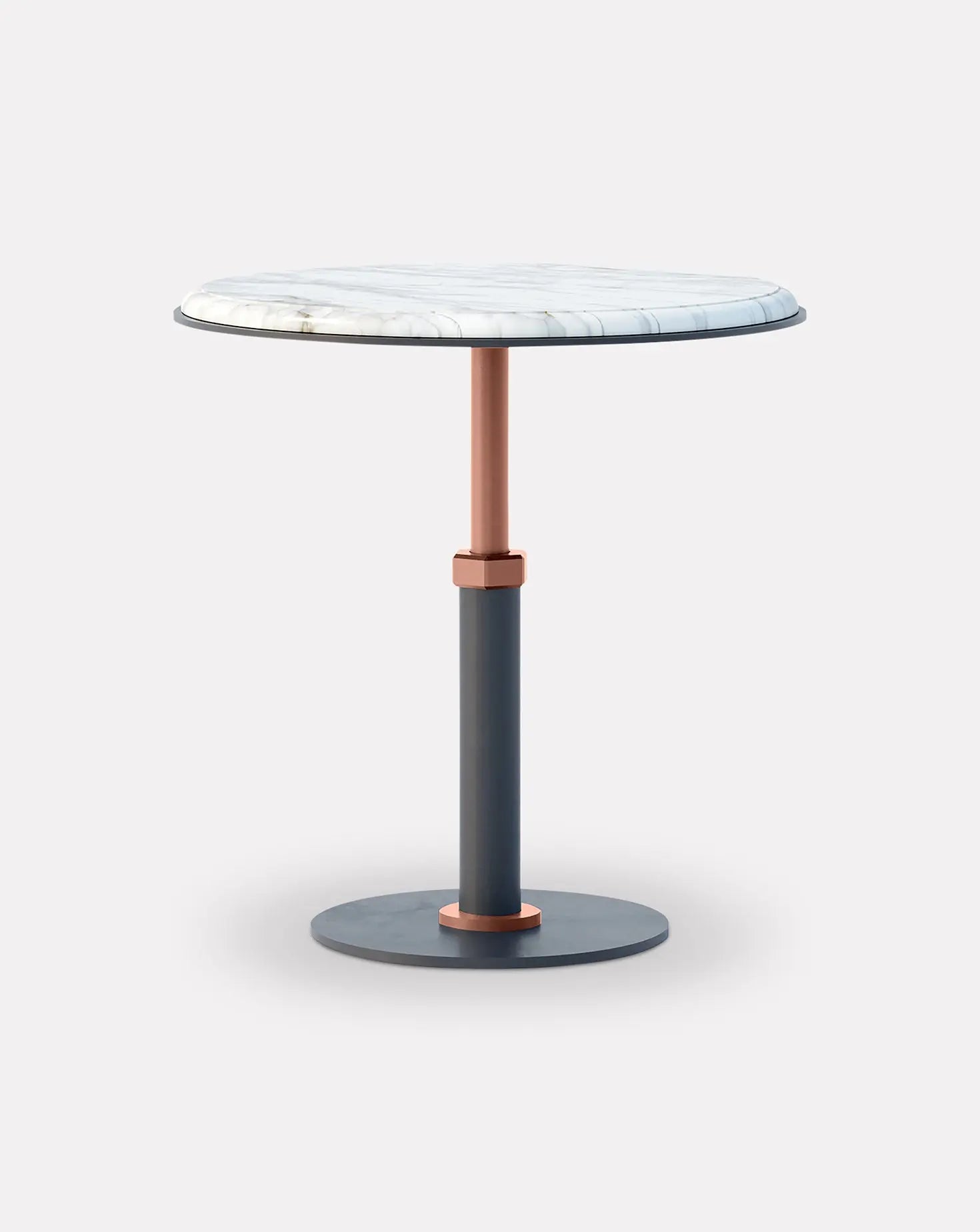 Pedestal Bianco and Copper Round Side Table Gabriel Scott