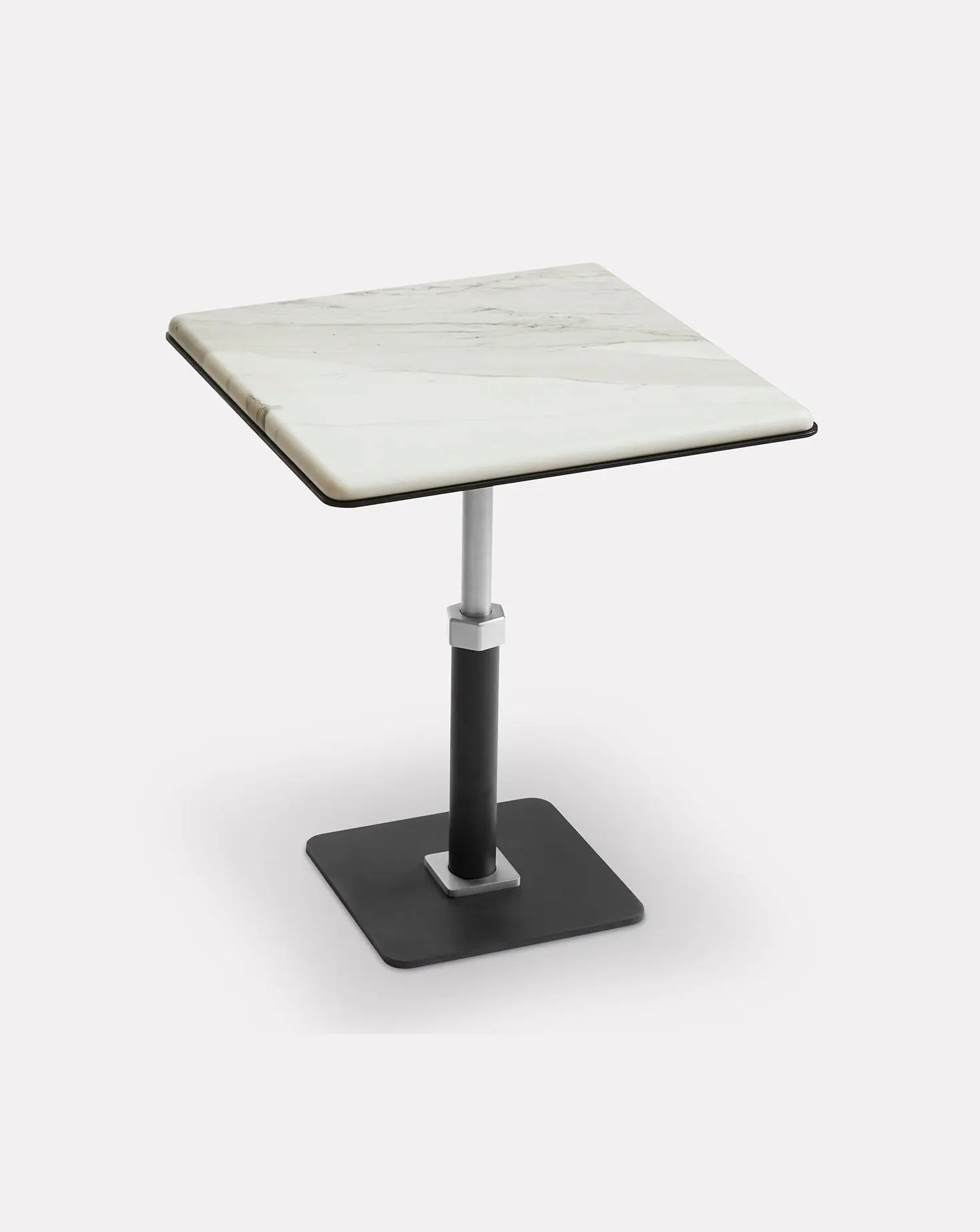 Pedestal Bianco and Nickel Square Side Table Gabriel Scott