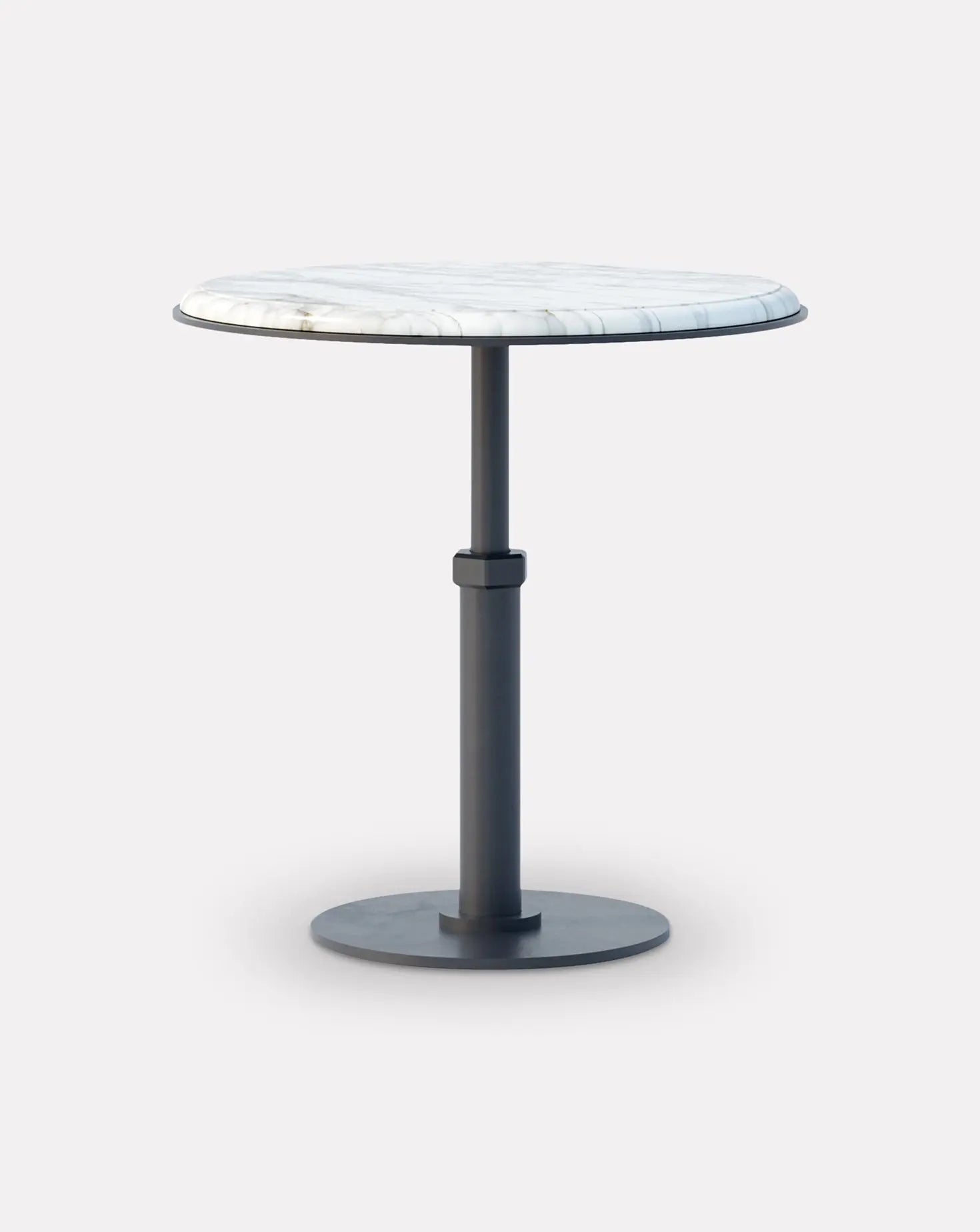 Pedestal Bianco and Steel Round Side Table Gabriel Scott