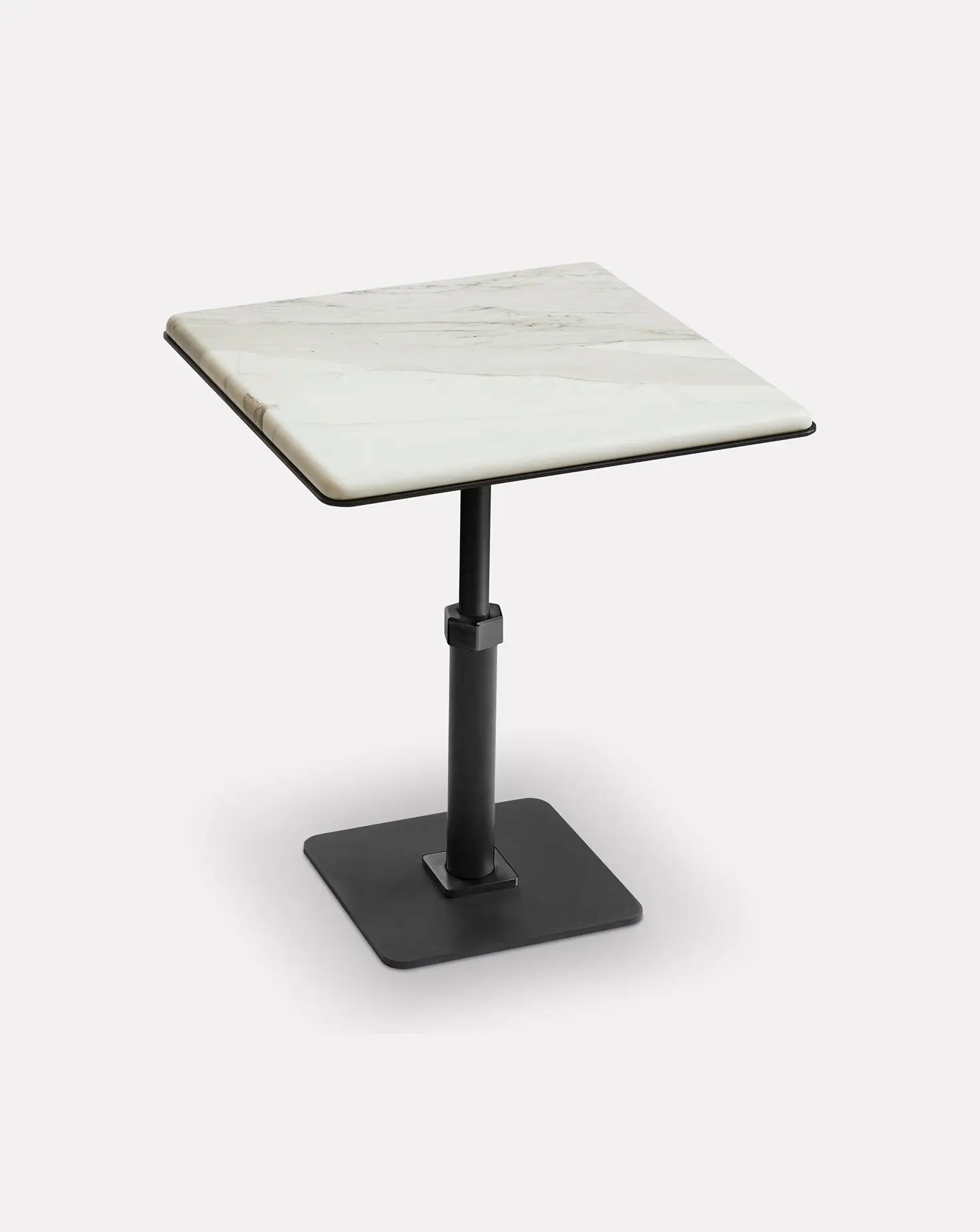 Pedestal Bianco and Steel Square Side Table Gabriel Scott