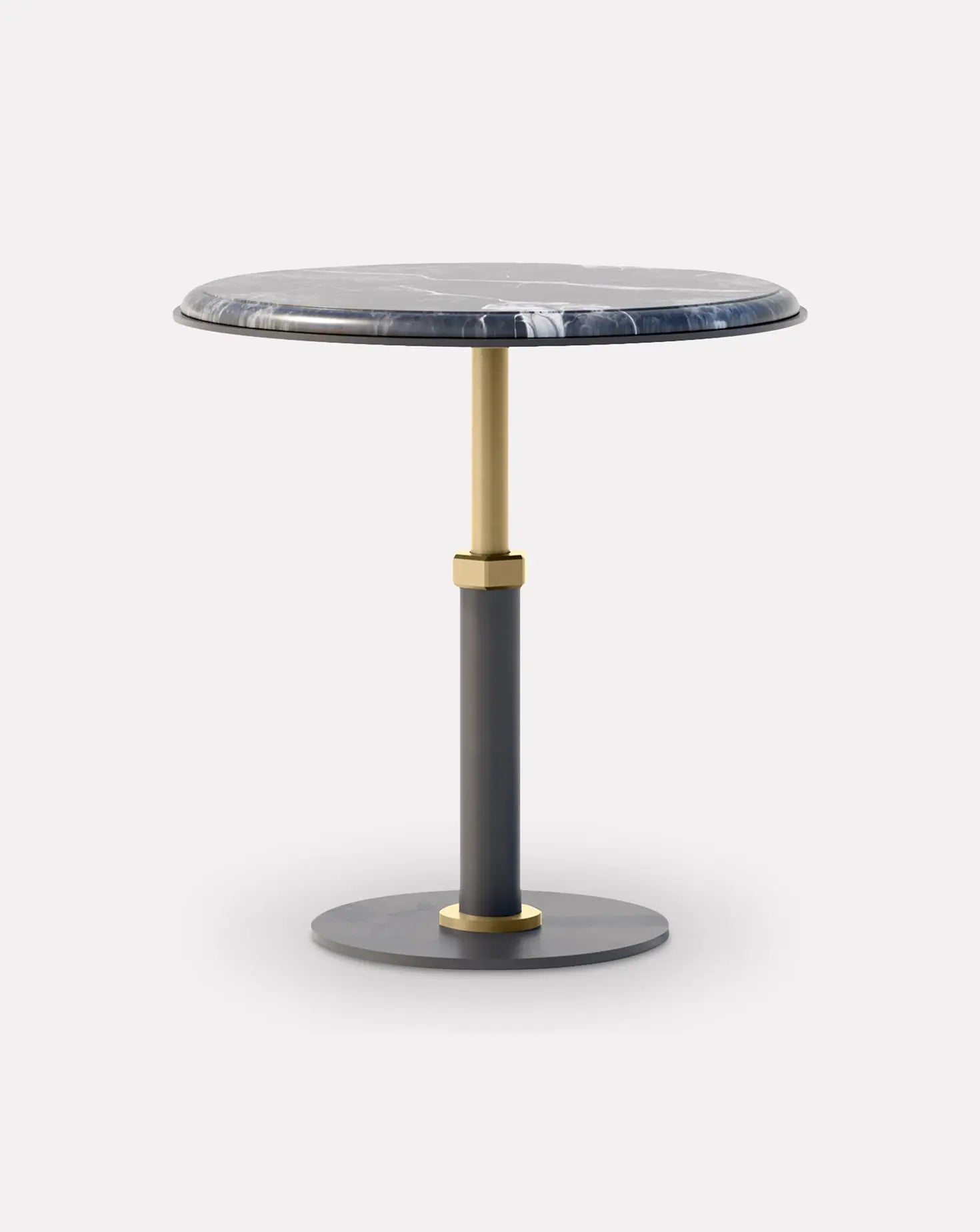 Pedestal Grigio and Brass Round Side Table Gabriel Scott