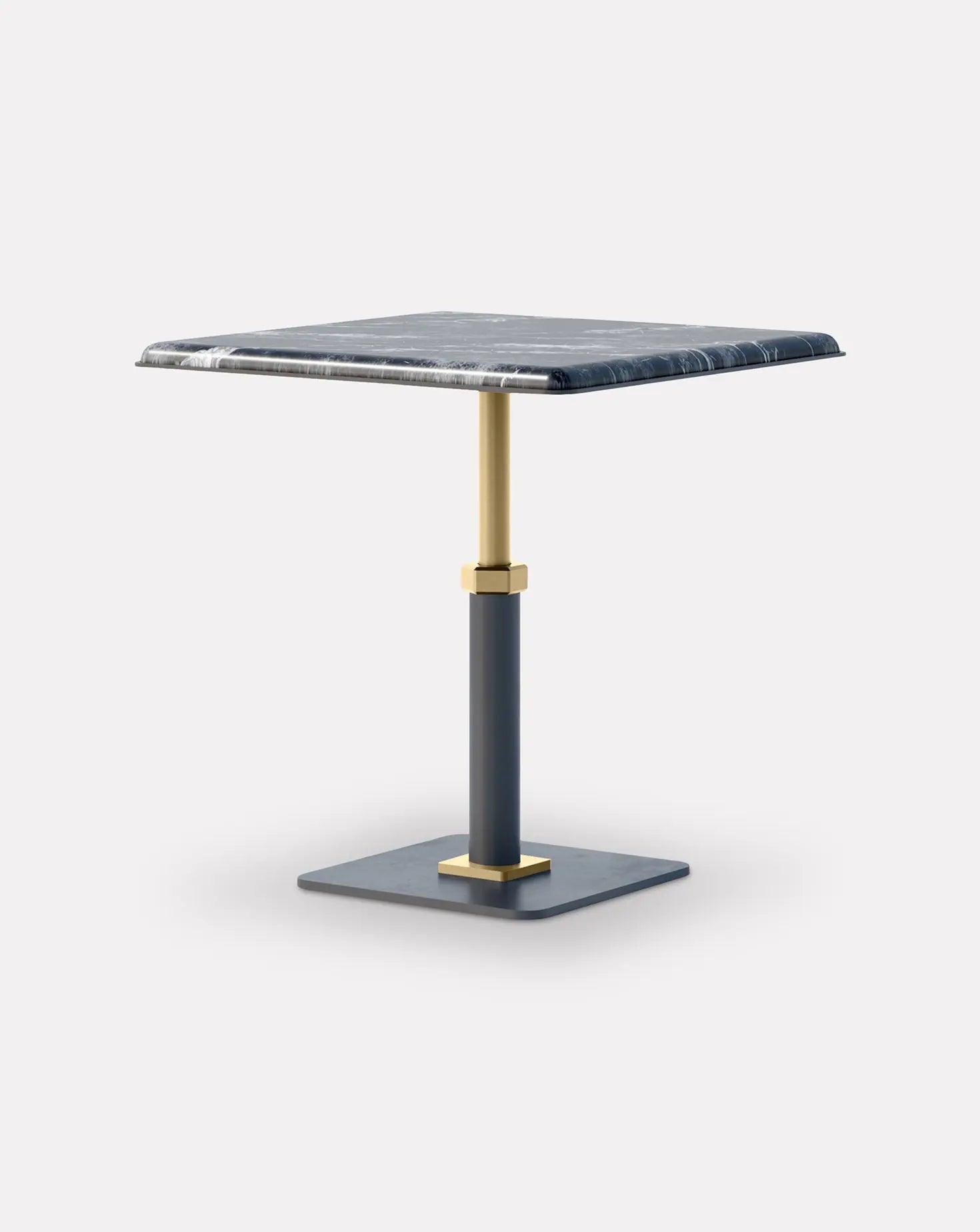 Pedestal Grigio and Brass Square Side Table Gabriel Scott