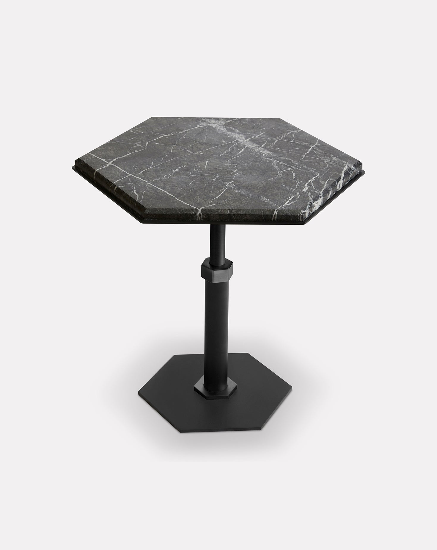 Pedestal Grigio Hexagon Side Table