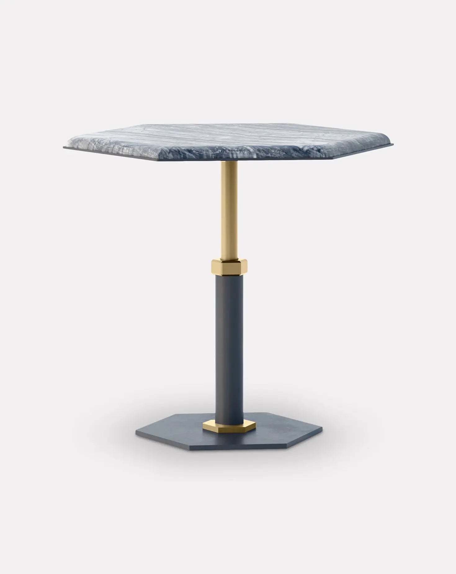 Pedestal Wave and Brass Hexagon Side Table Gabriel Scott