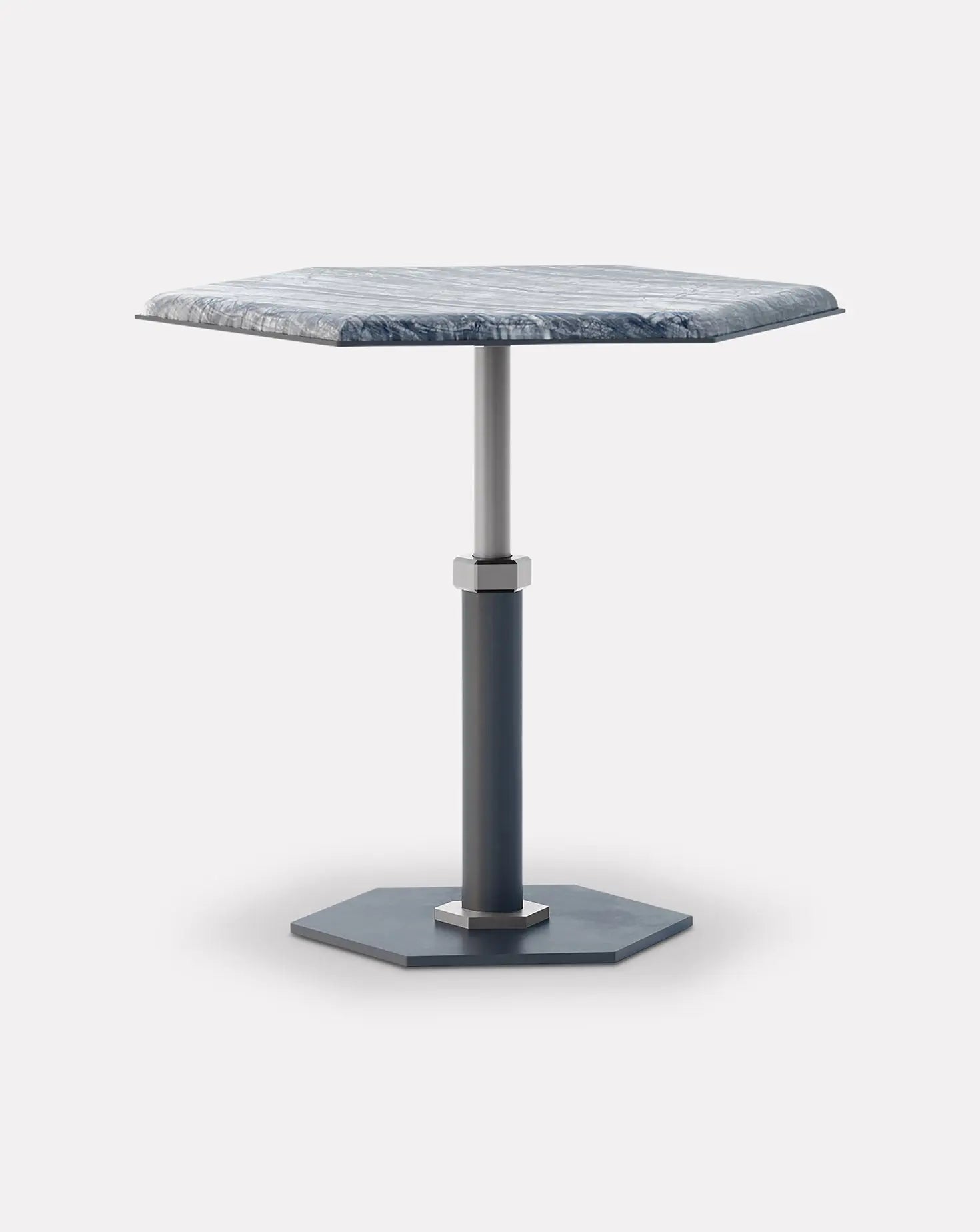 Pedestal Wave and Nickel Hexagon Side Table Gabriel Scott