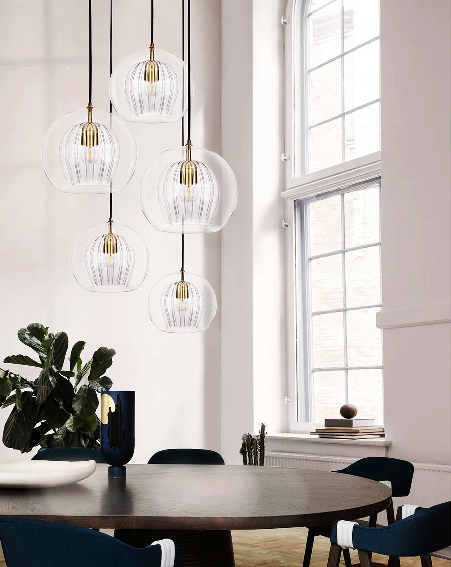 Pleated 5 Piece Crystal Pendant Marc Wood