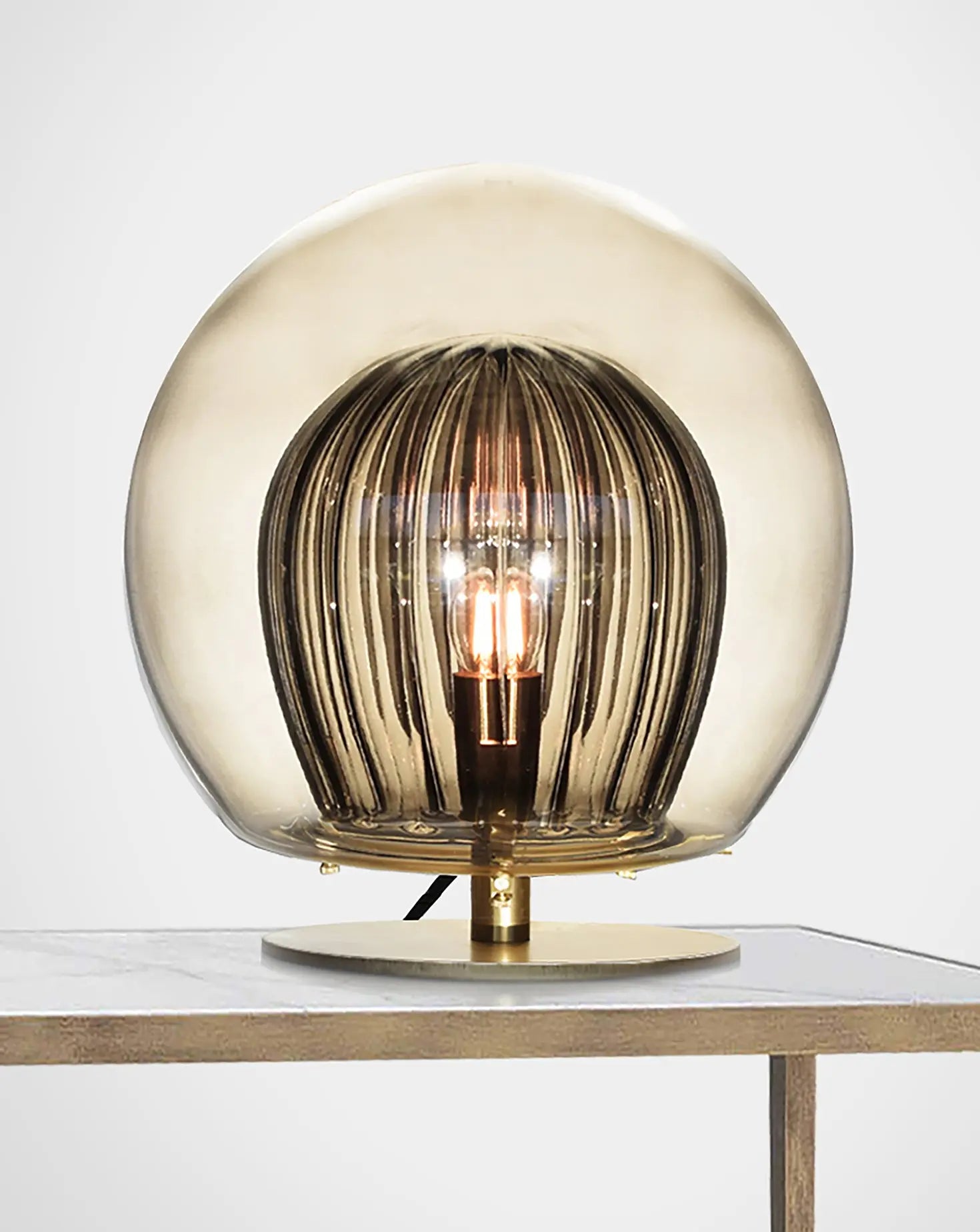 Pleated Smoke Crystal Table Lamp Marc Wood