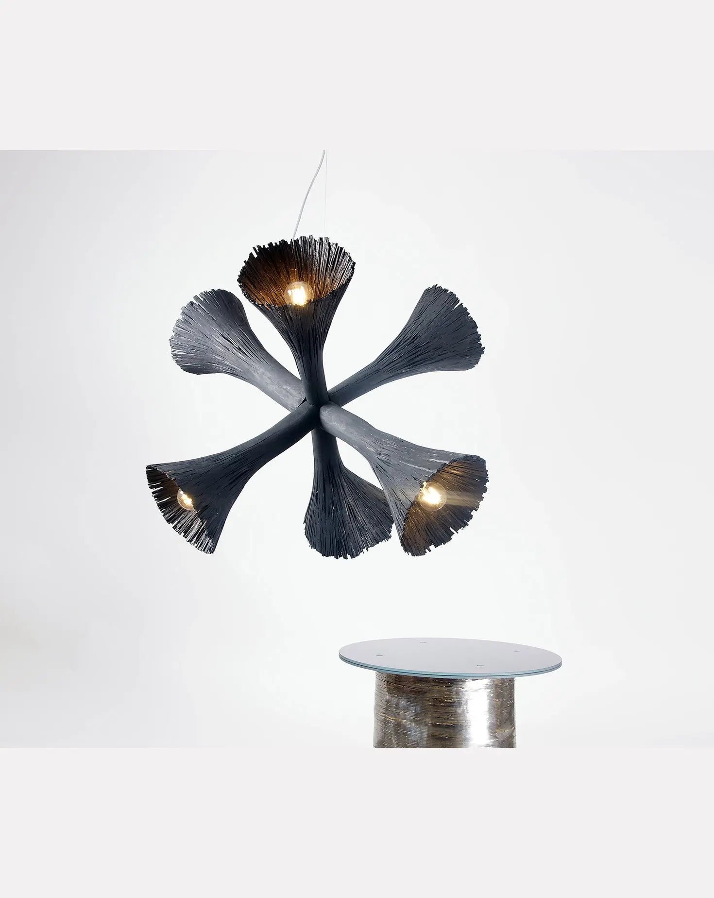 Pressed Wood Black Chandelier Johannes Hemann