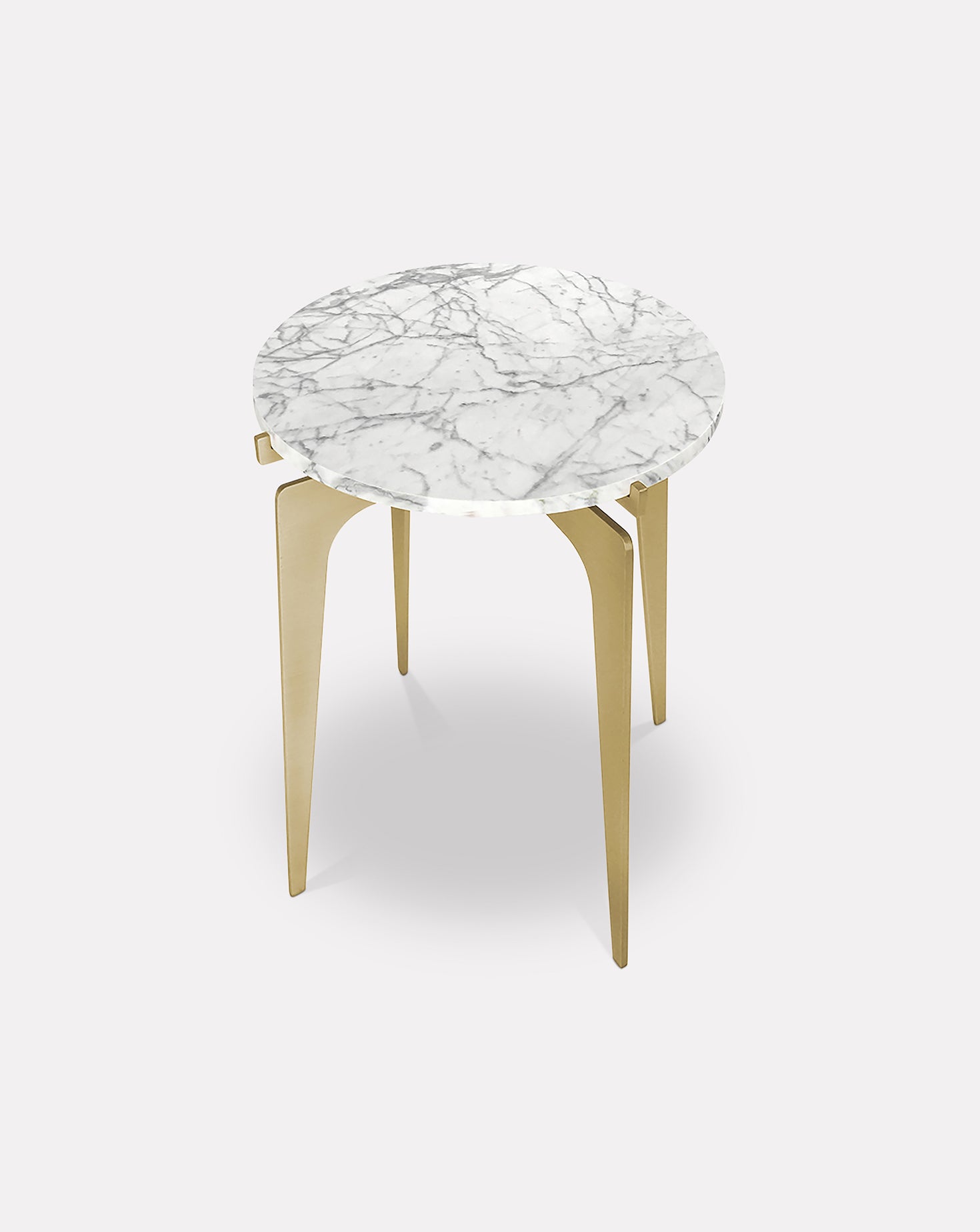 Prong Bianco Marble and Metal Side Table