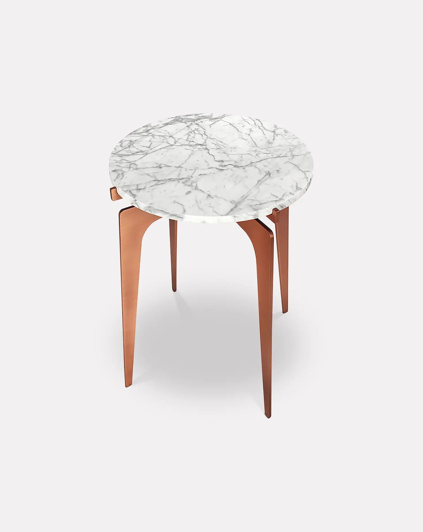 Prong Bianco Marble and Copper Side Table Gabriel Scott