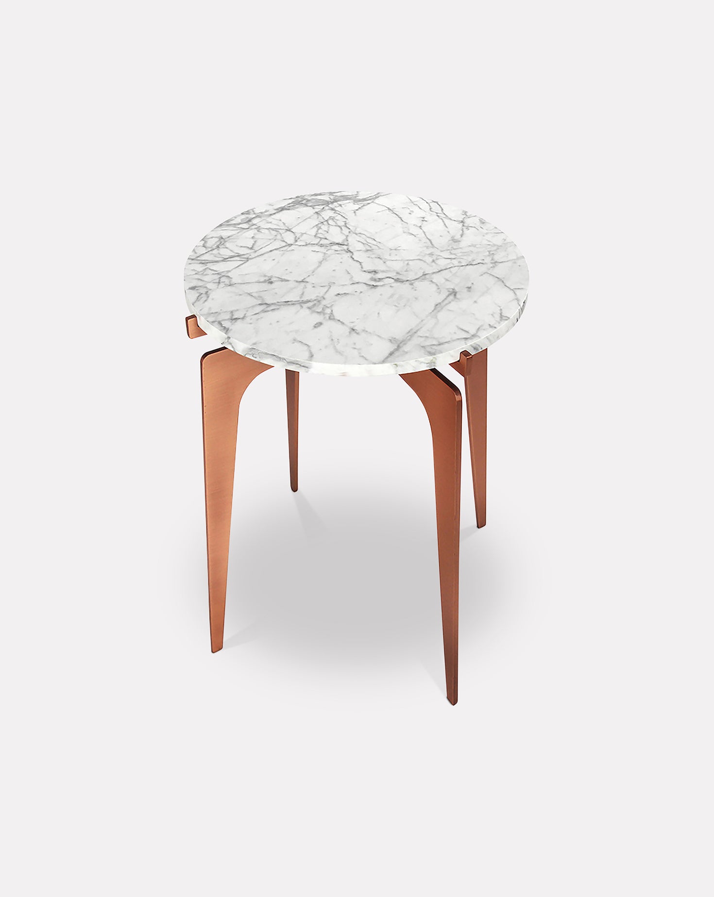 Prong Bianco Marble and Metal Side Table