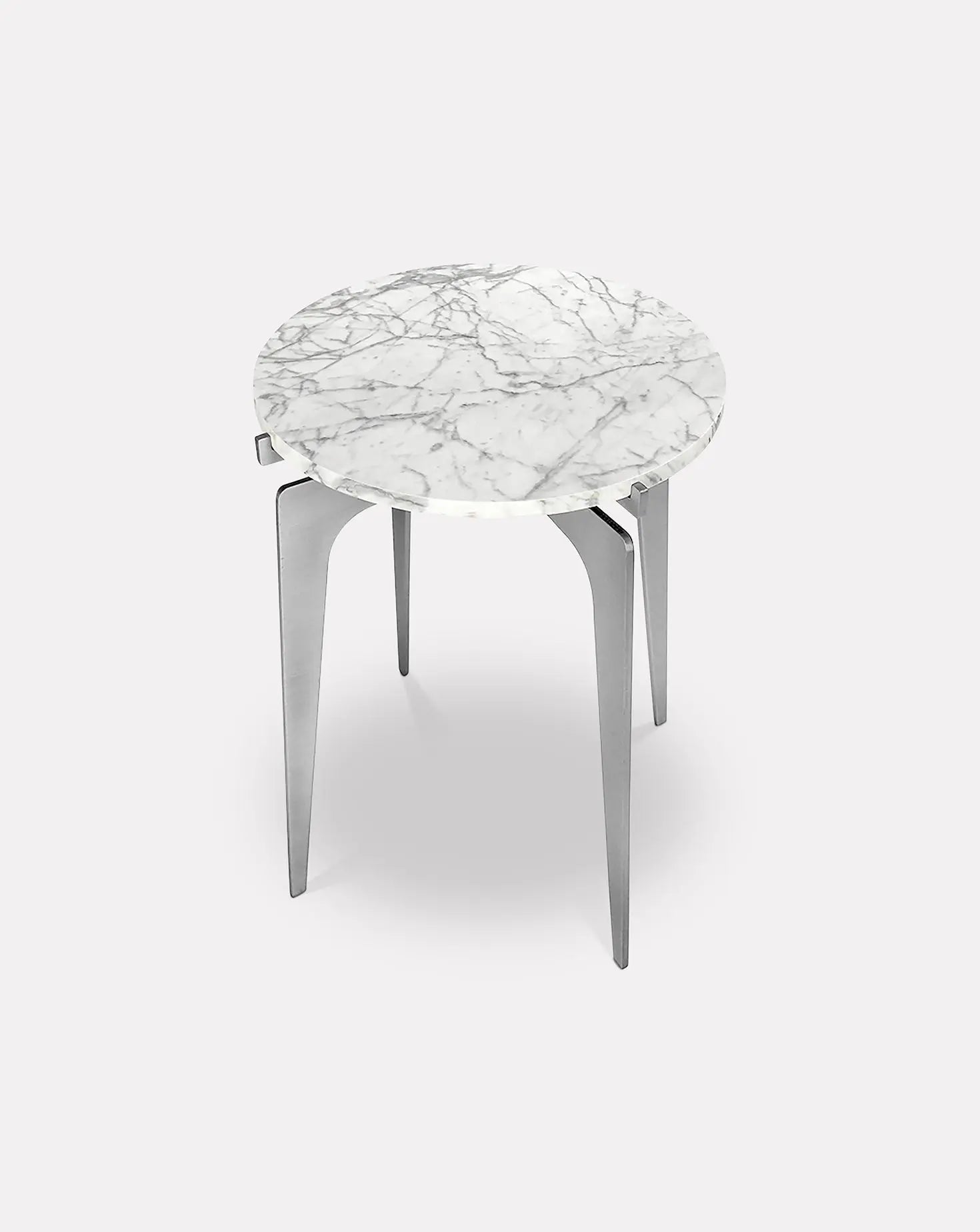 Prong Bianco Marble and Nickel Side Table Gabriel Scott