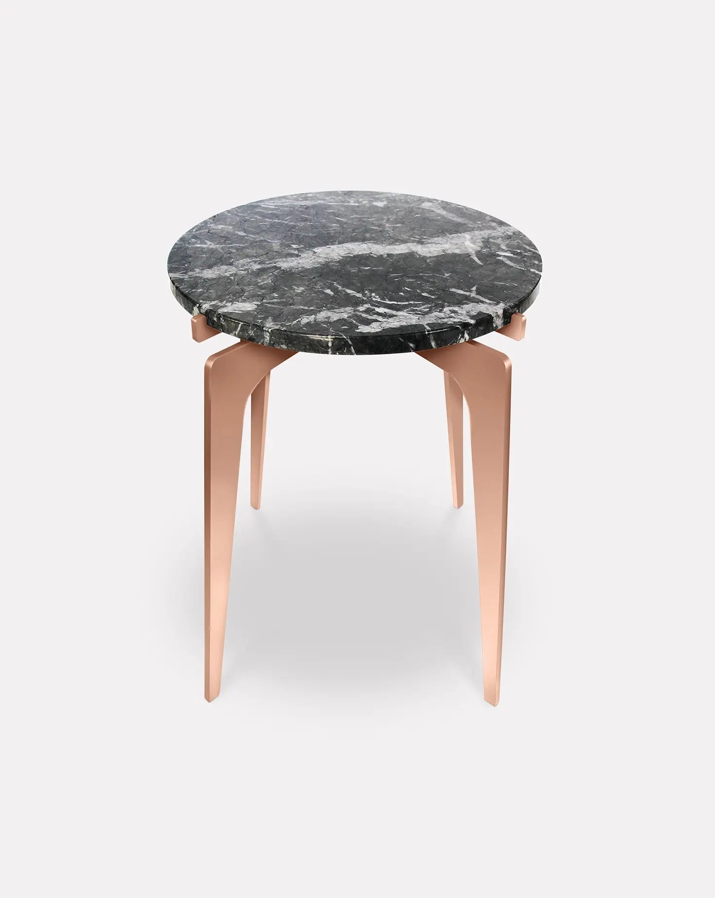 Prong Grigio Marble and Copper Side Table Gabriel Scott