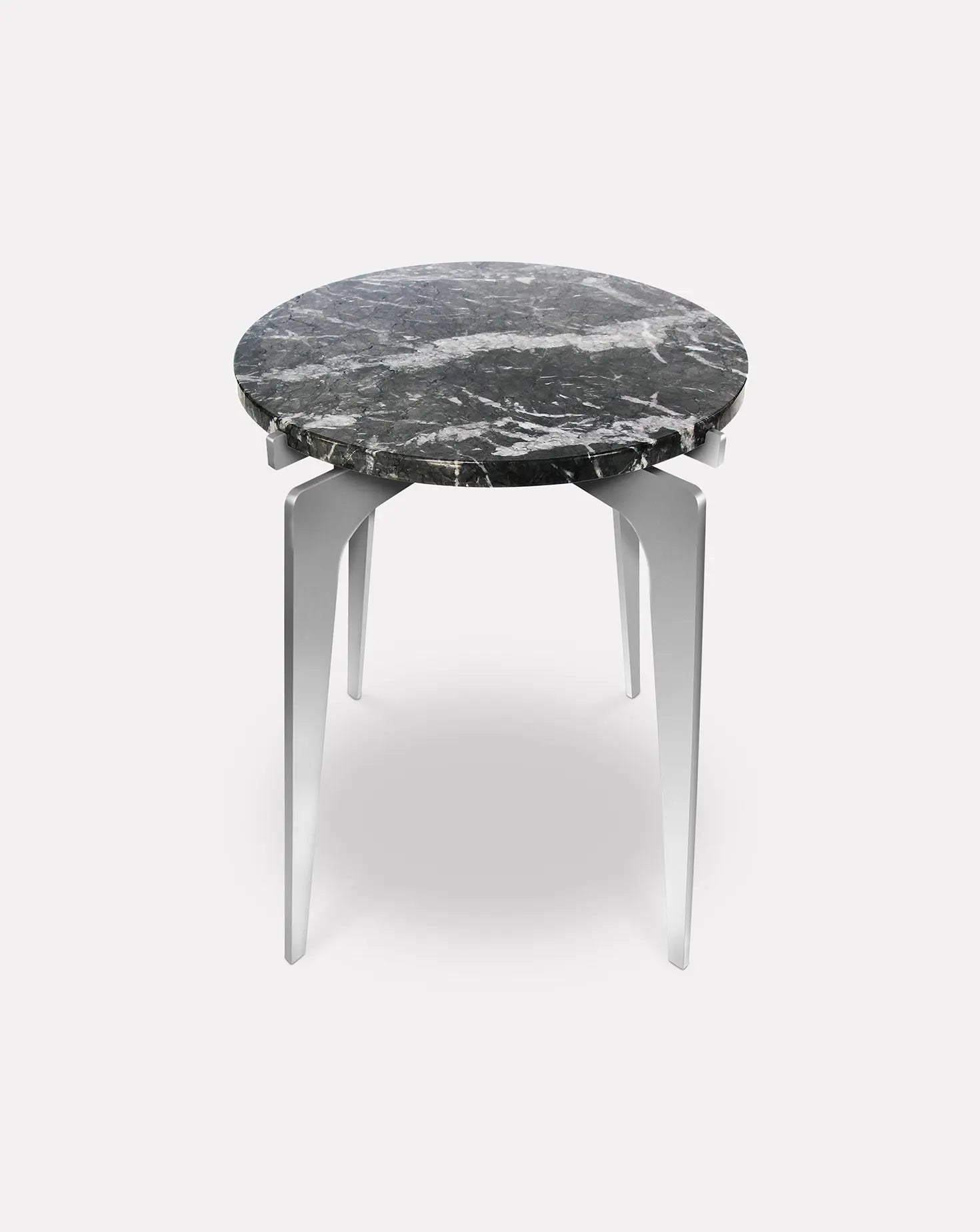 Prong Grigio Marble and Nickel Side Table Gabriel Scott