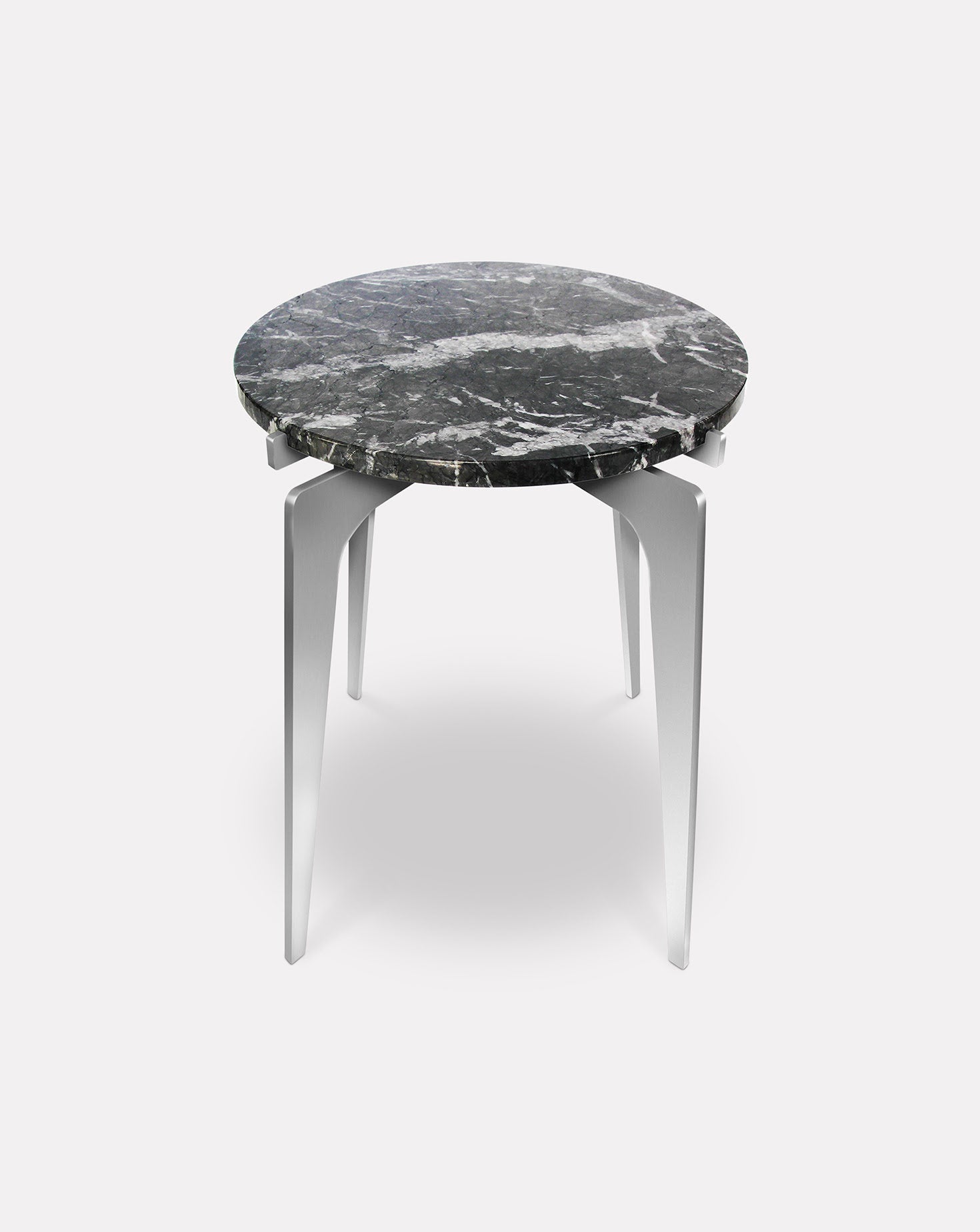 Prong Grigio Marble Side Table