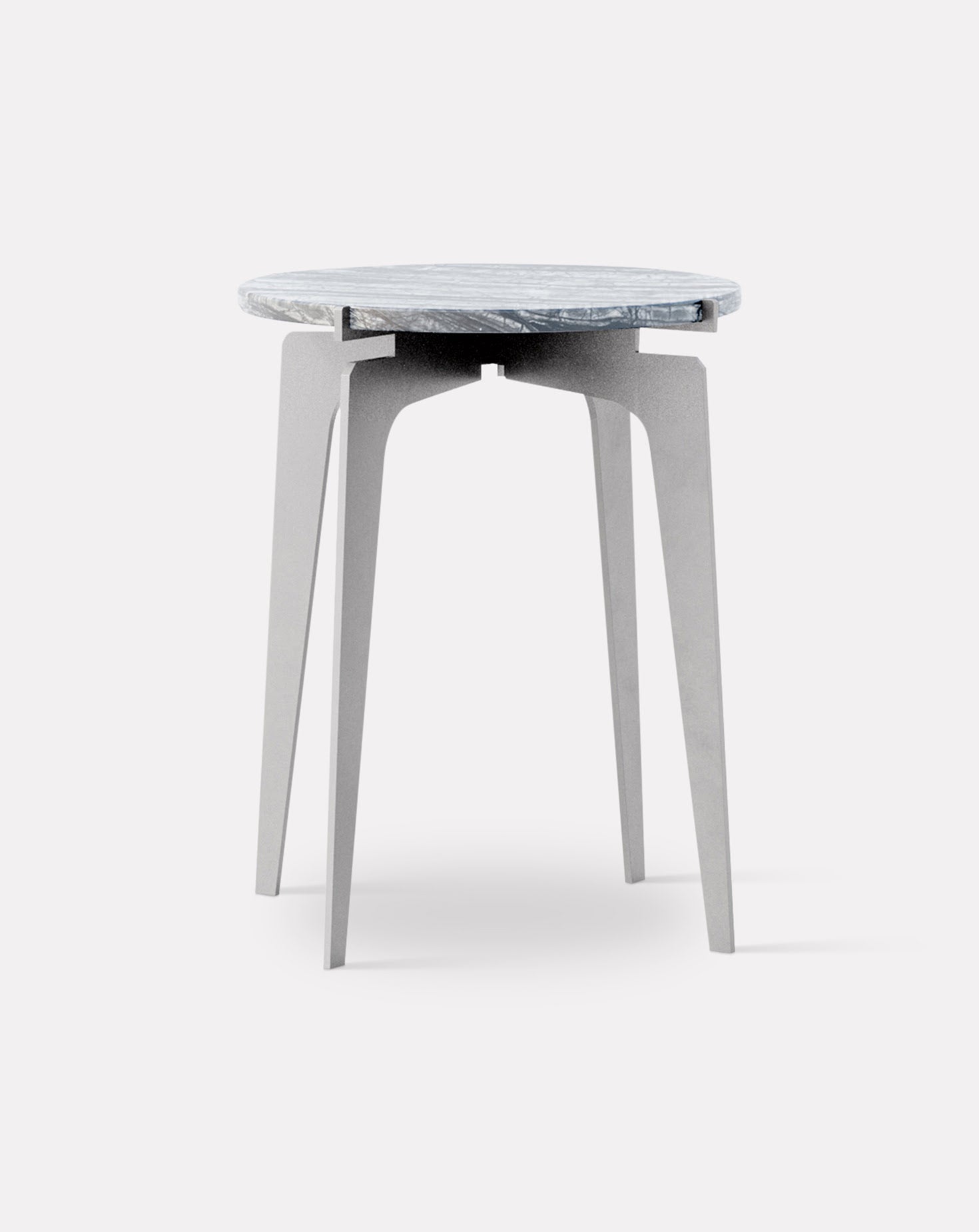 Prong Wave Marble and Metal Side Table