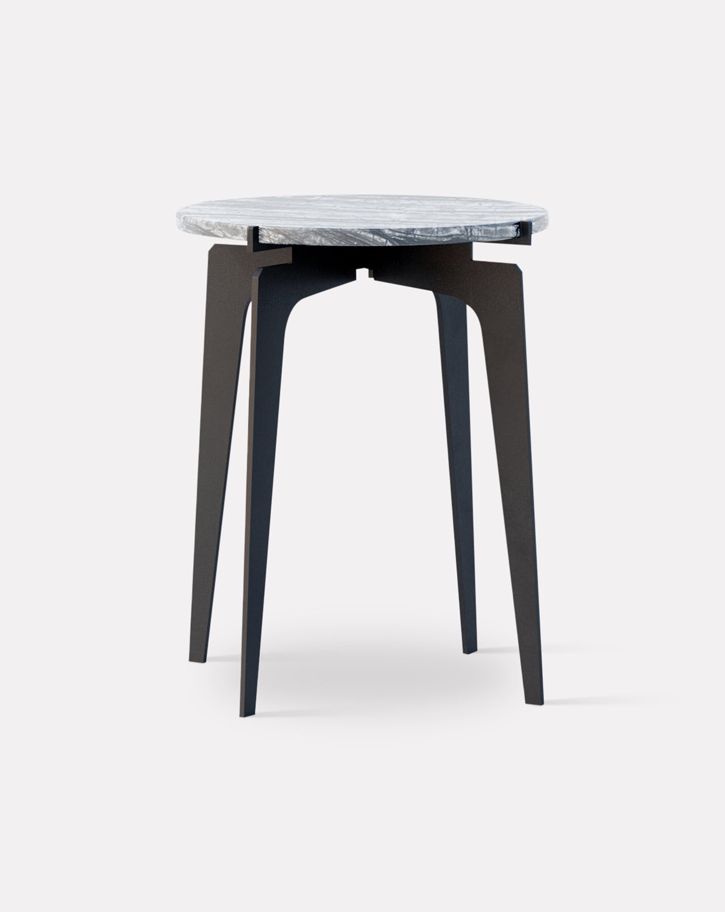 Prong Wave Marble and Metal Side Table