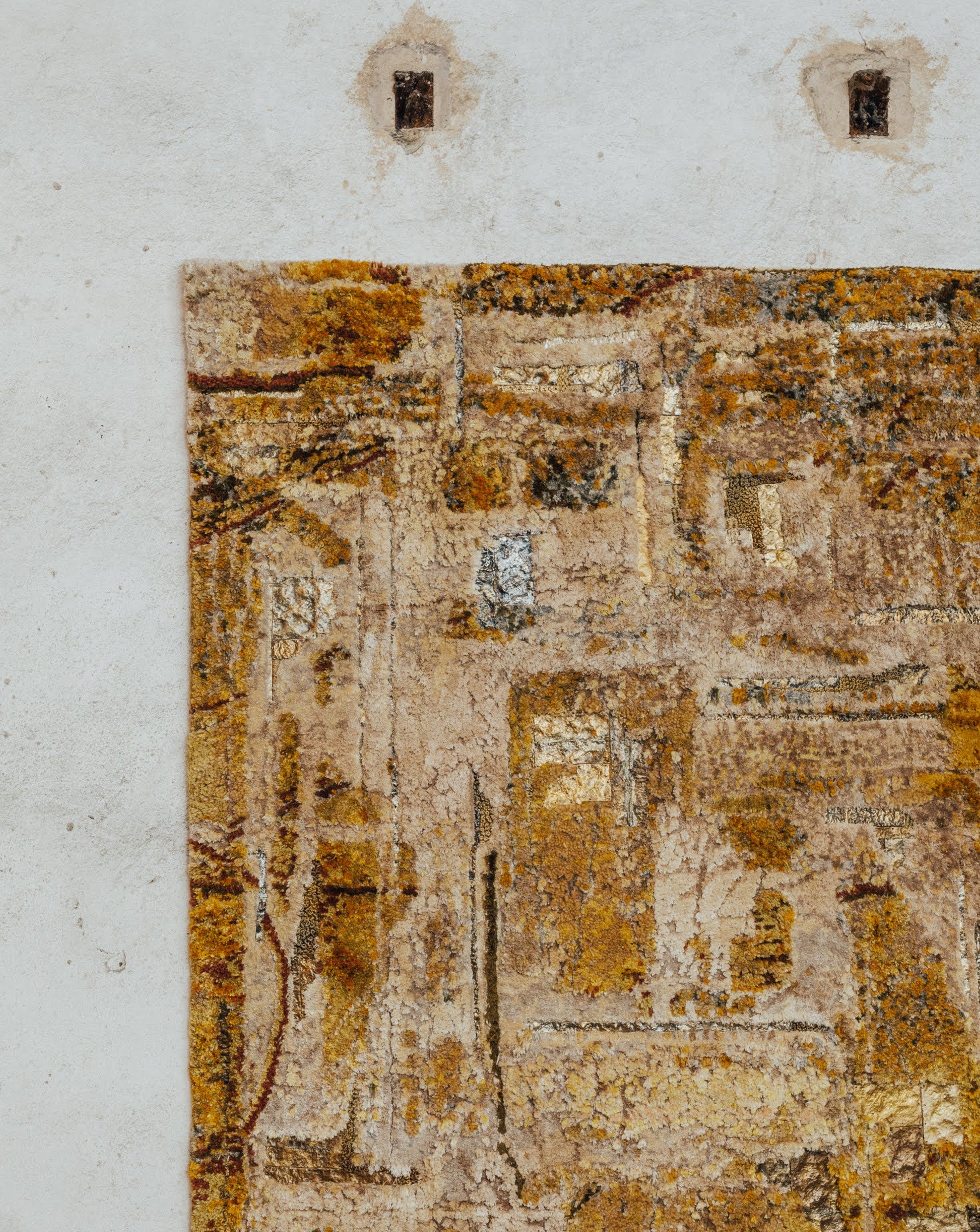 Beige and Gold Geometric Rug