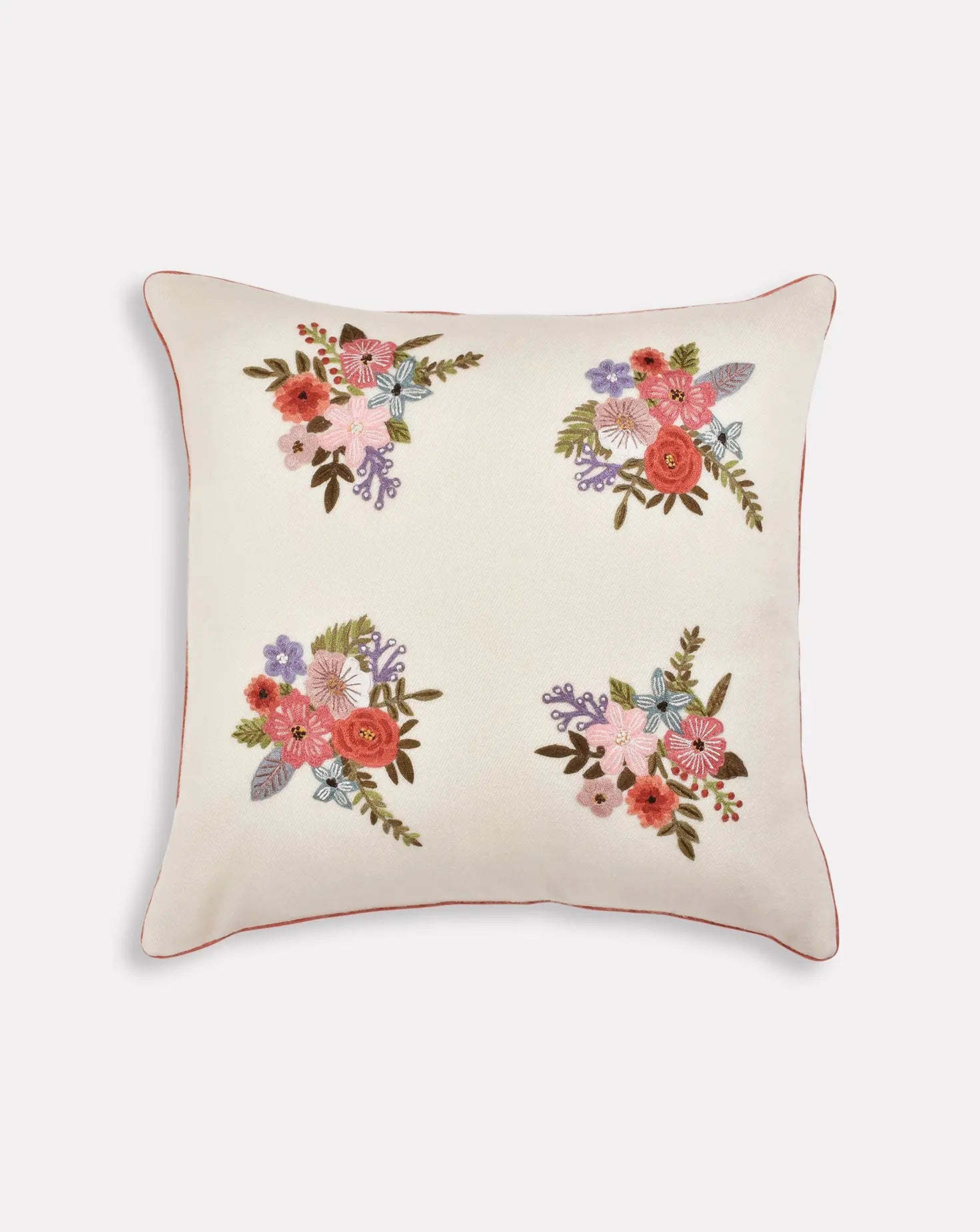 Scattered Floral Bunches Merino Wool Cushion Janavi India