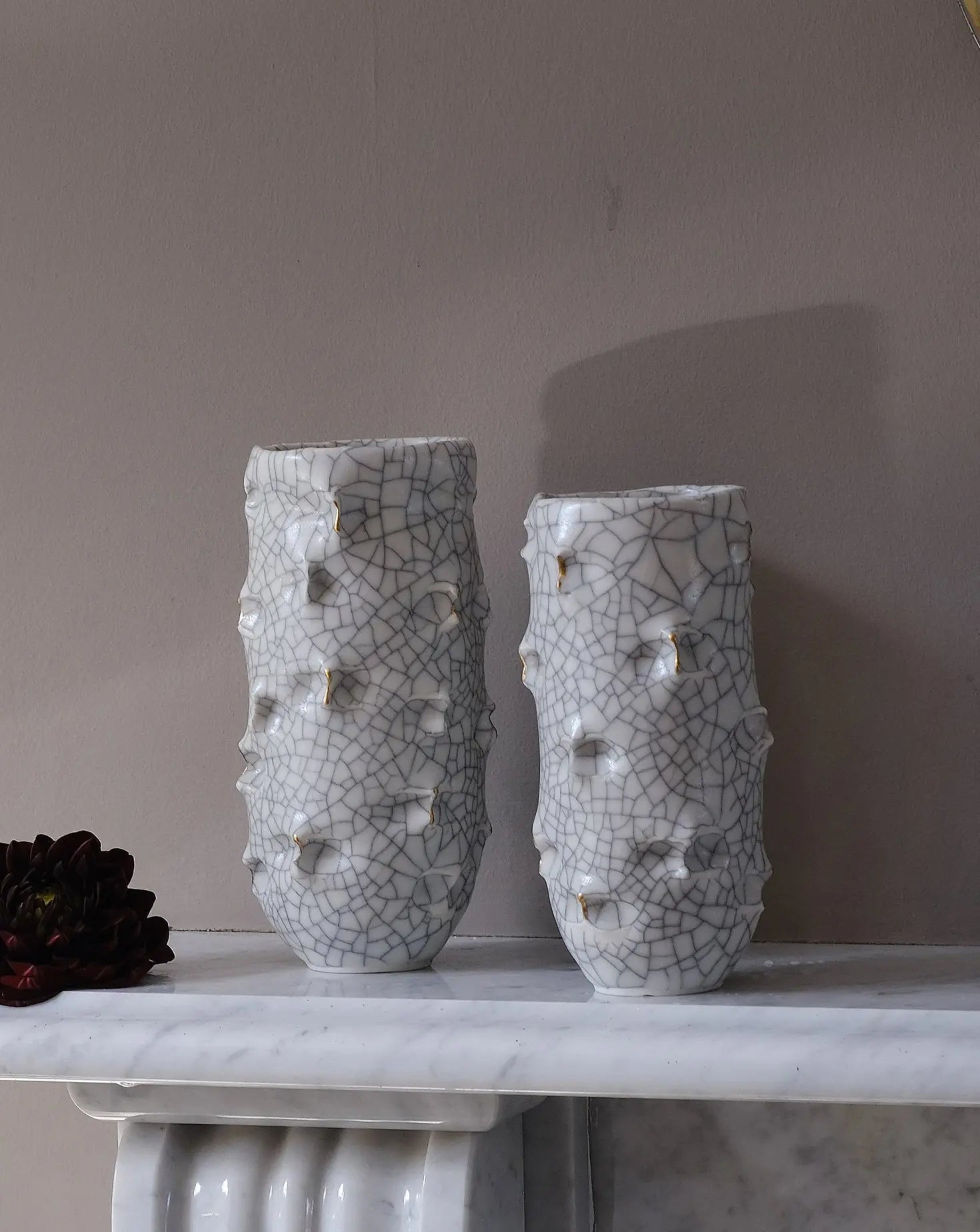 Set of 2 Crackle Pinch Vase CEE Ceramics