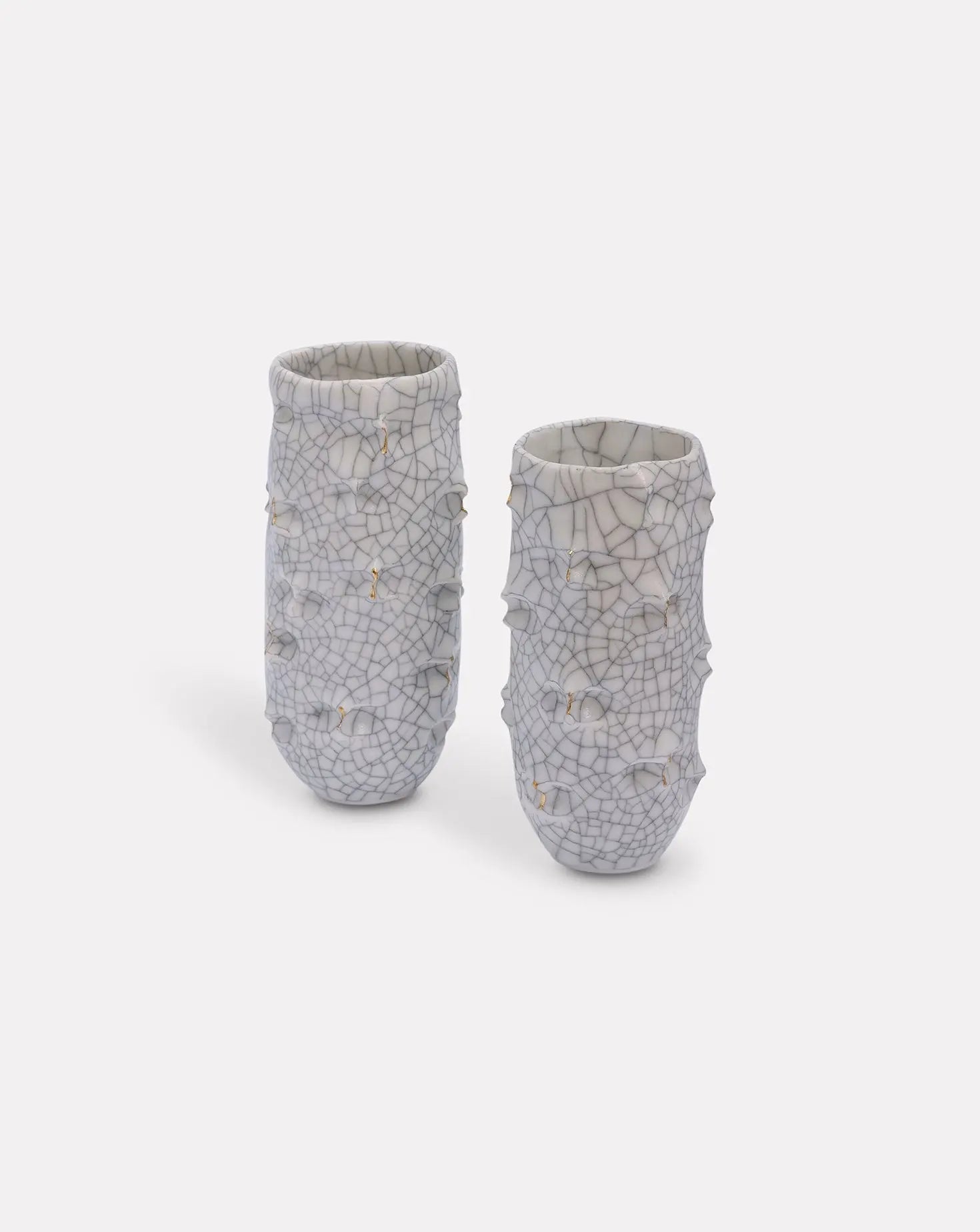 Set of 2 Crackle Pinch Vase CEE Ceramics