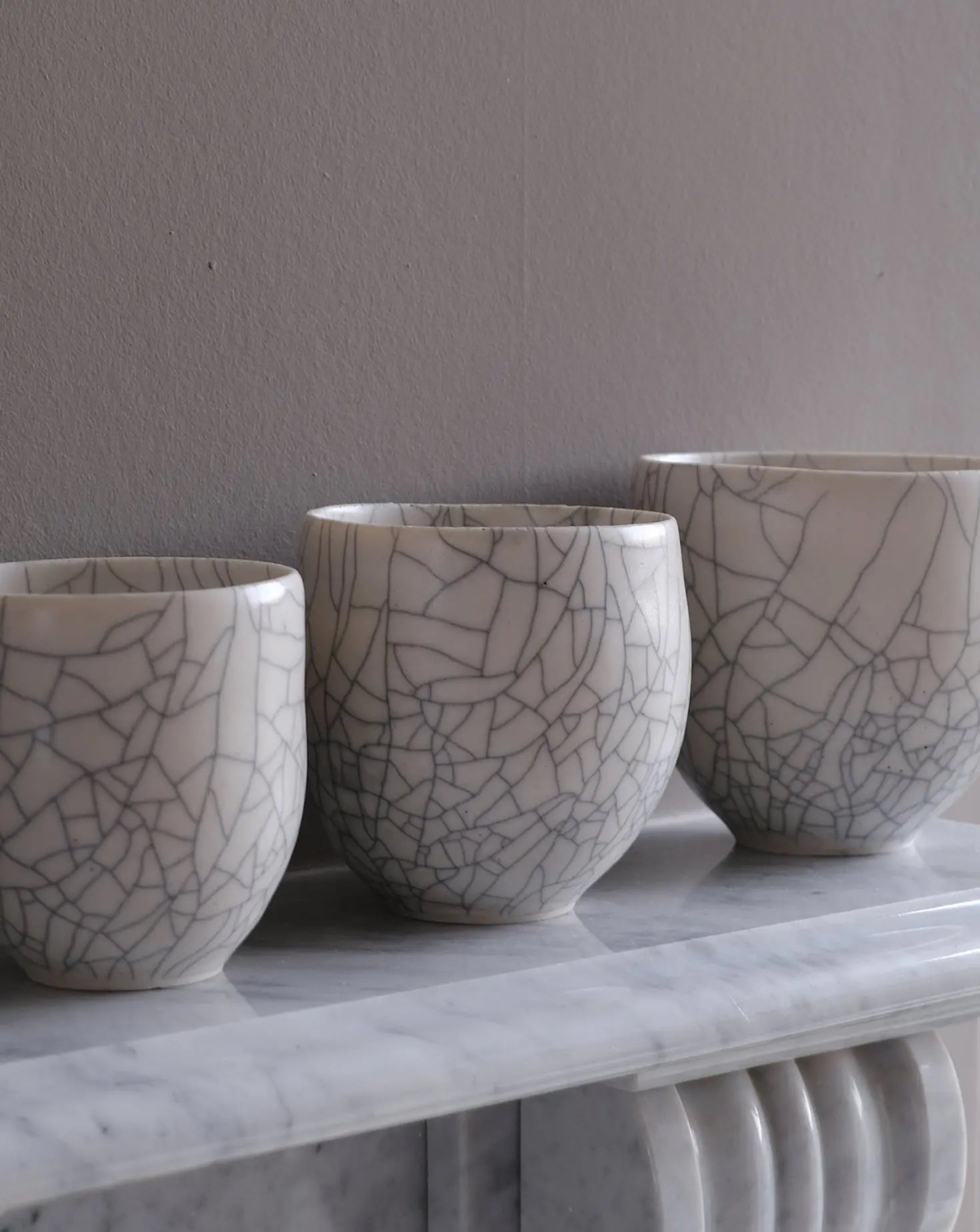 Set of 3 Crackle Pot CEE Ceramics