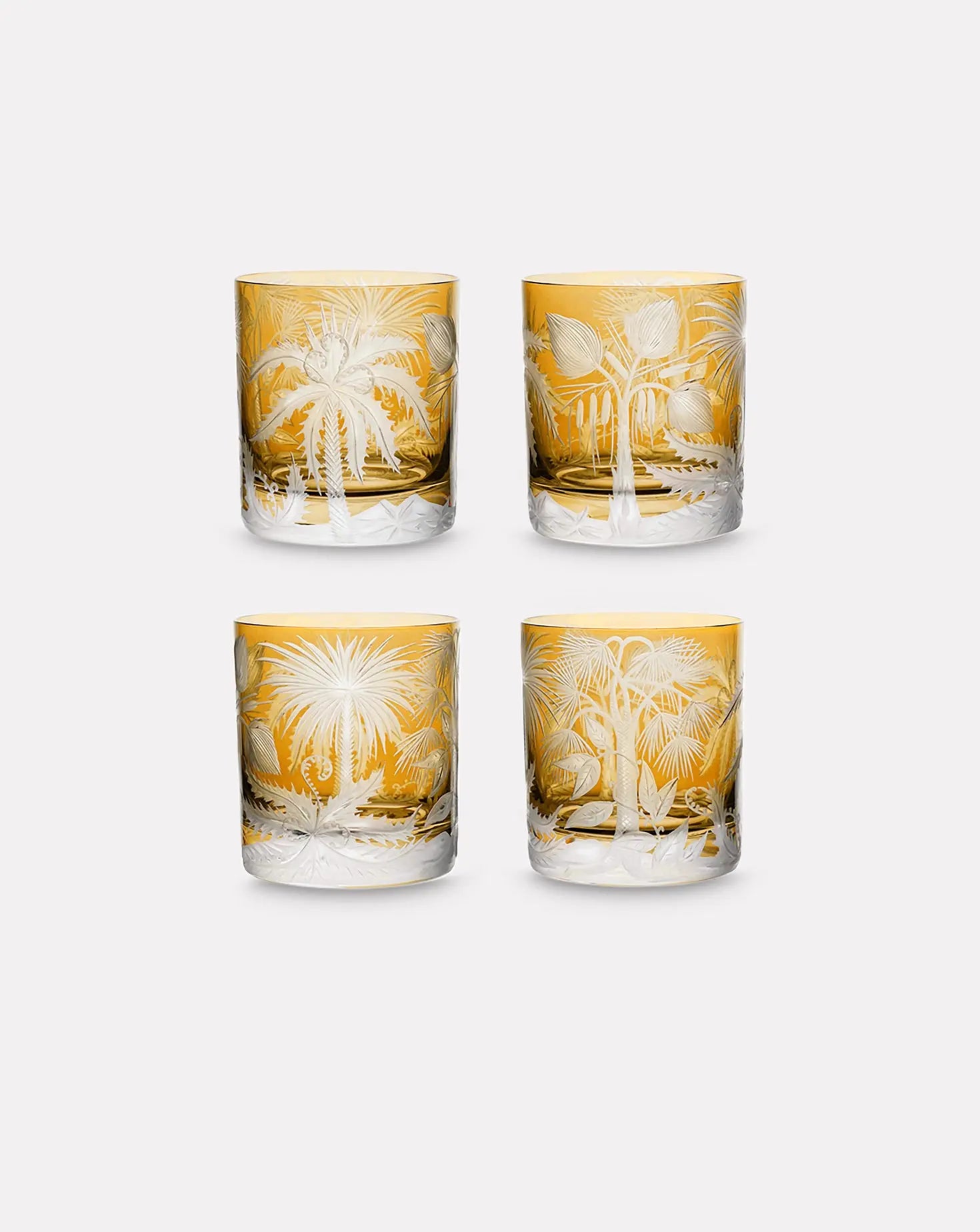 Set of 4 Amber Primeval DOF Glasses Artel