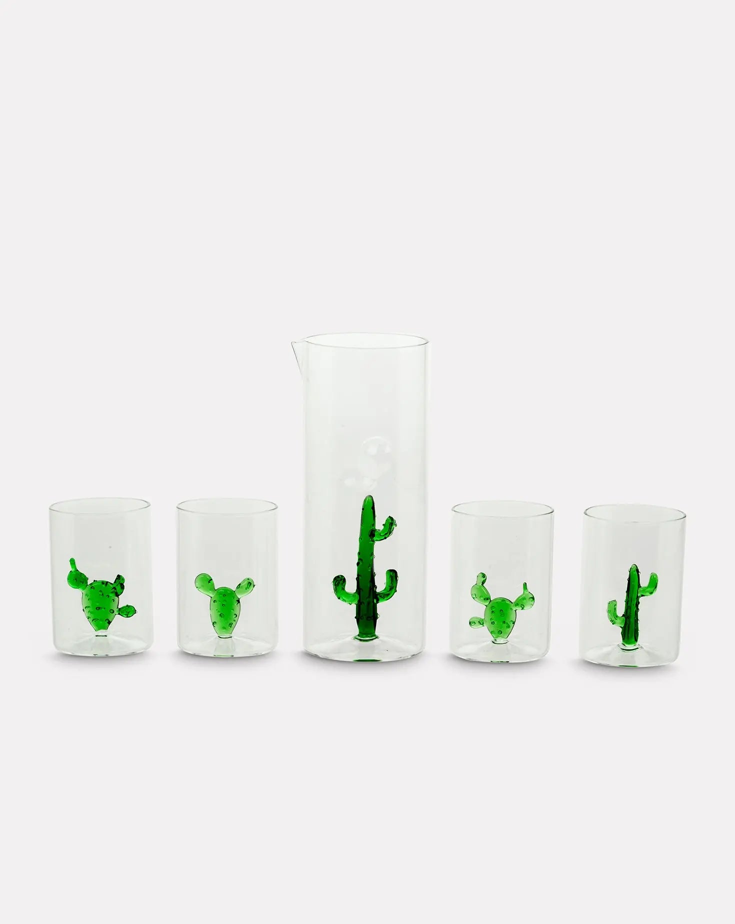 Set of 4 Cactus Green Glasses and Jug Casarialto