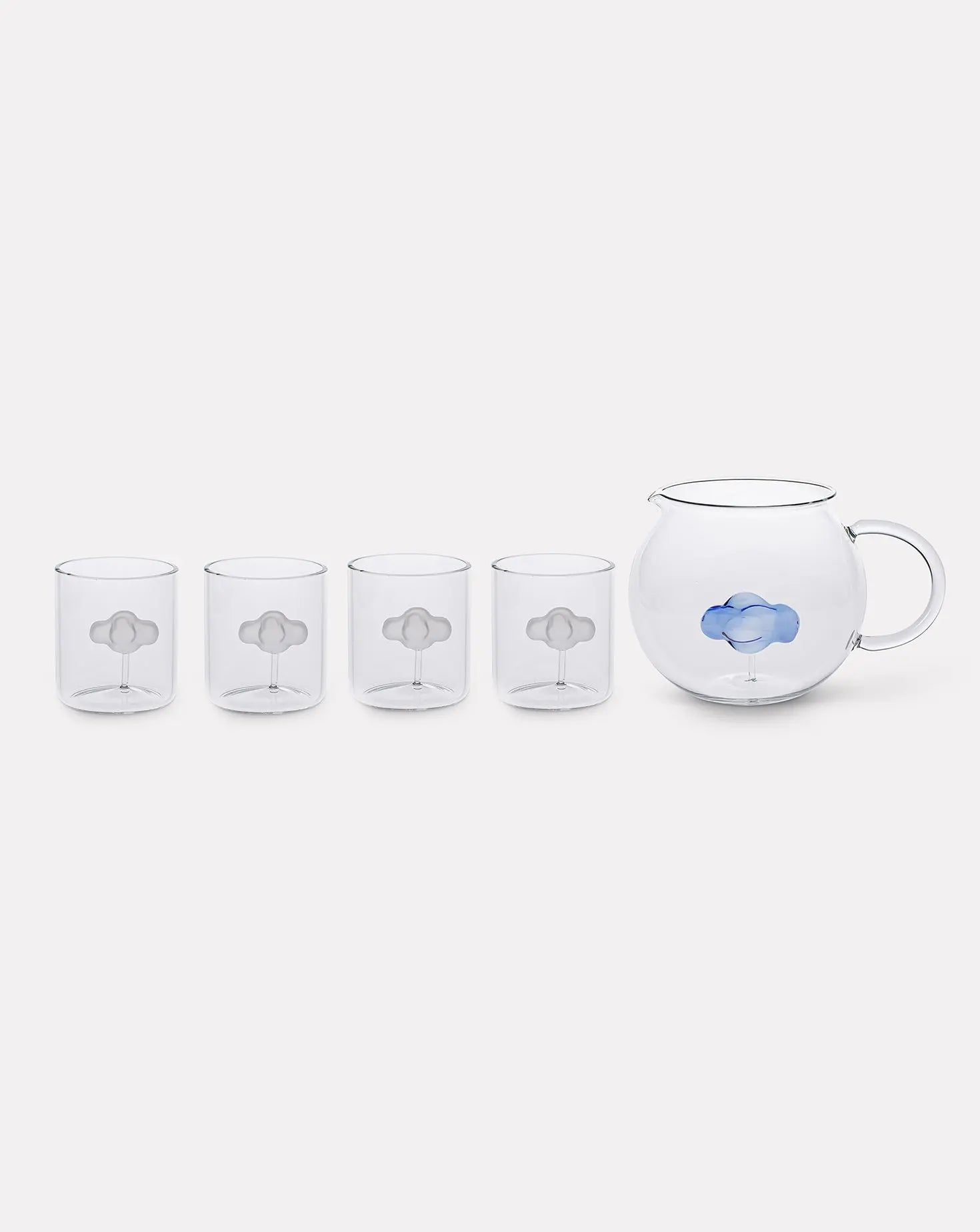 Set of 4 Cloud Glasses and Blue Jug Casarialto