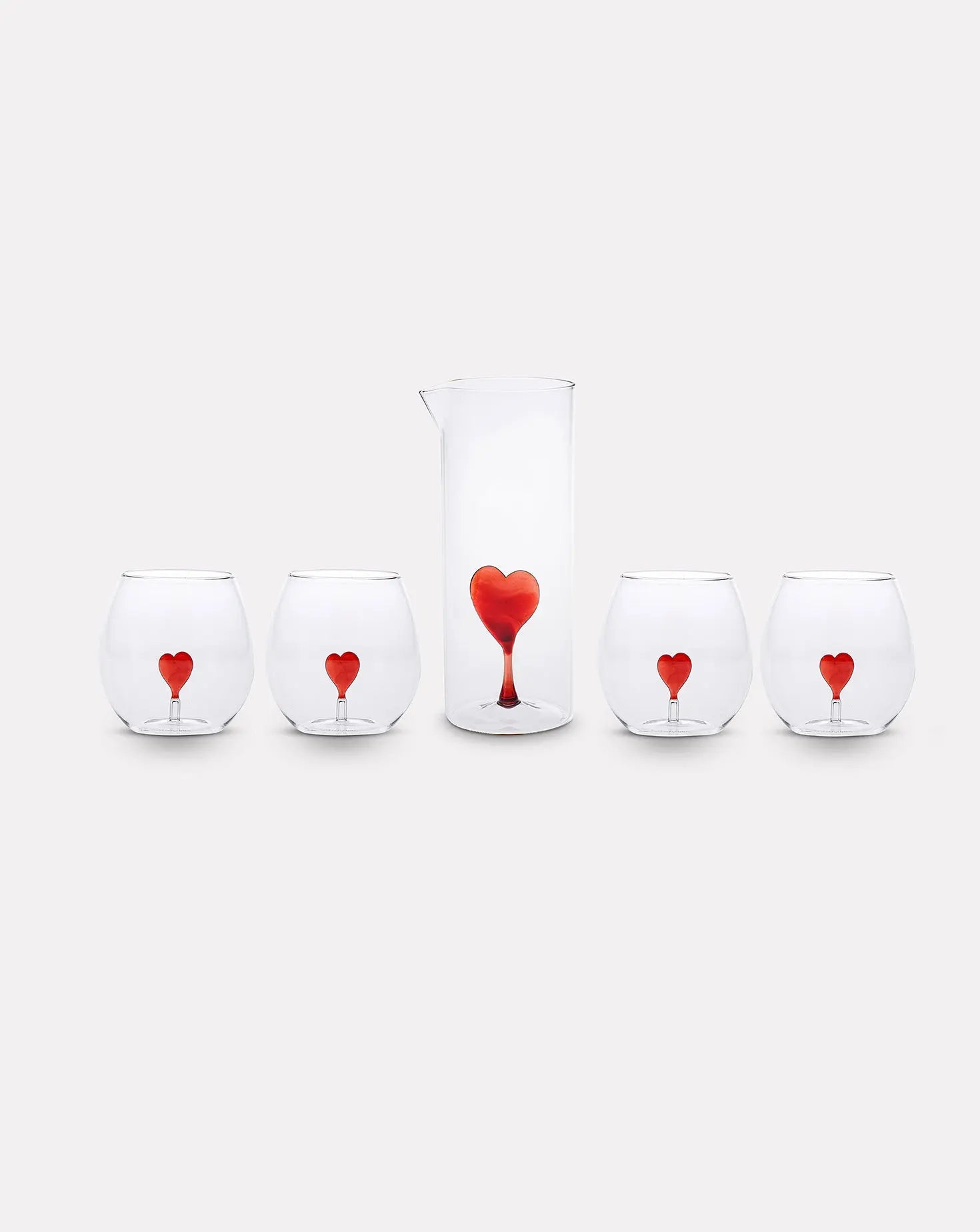 Set of 4 Heart Glasses and Jug Casarialto