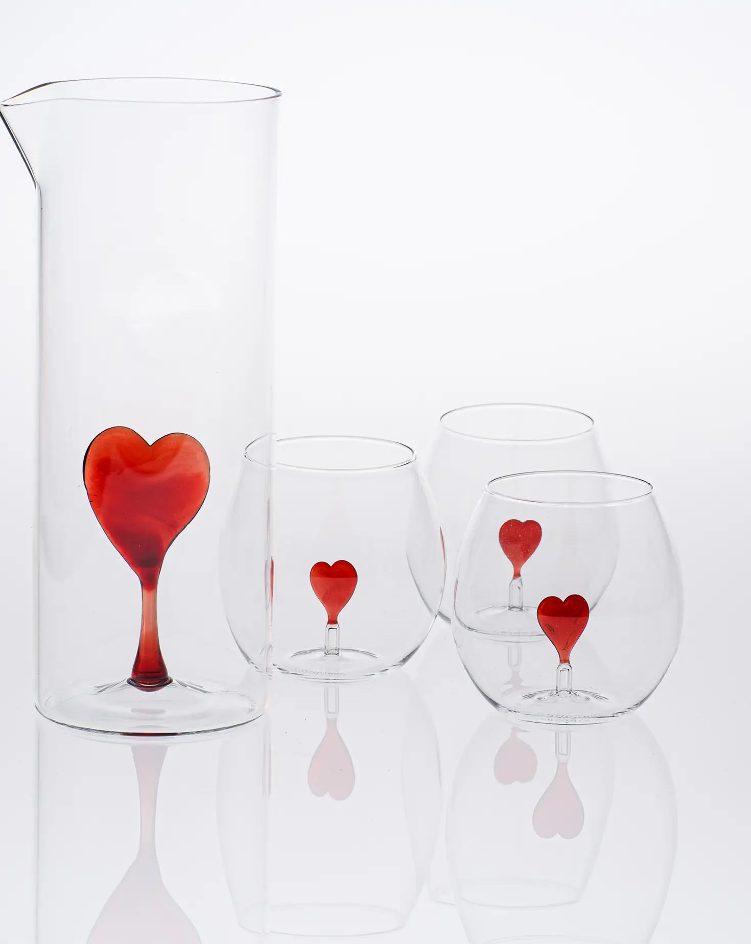 Set of 4 Heart Glasses and Jug Casarialto