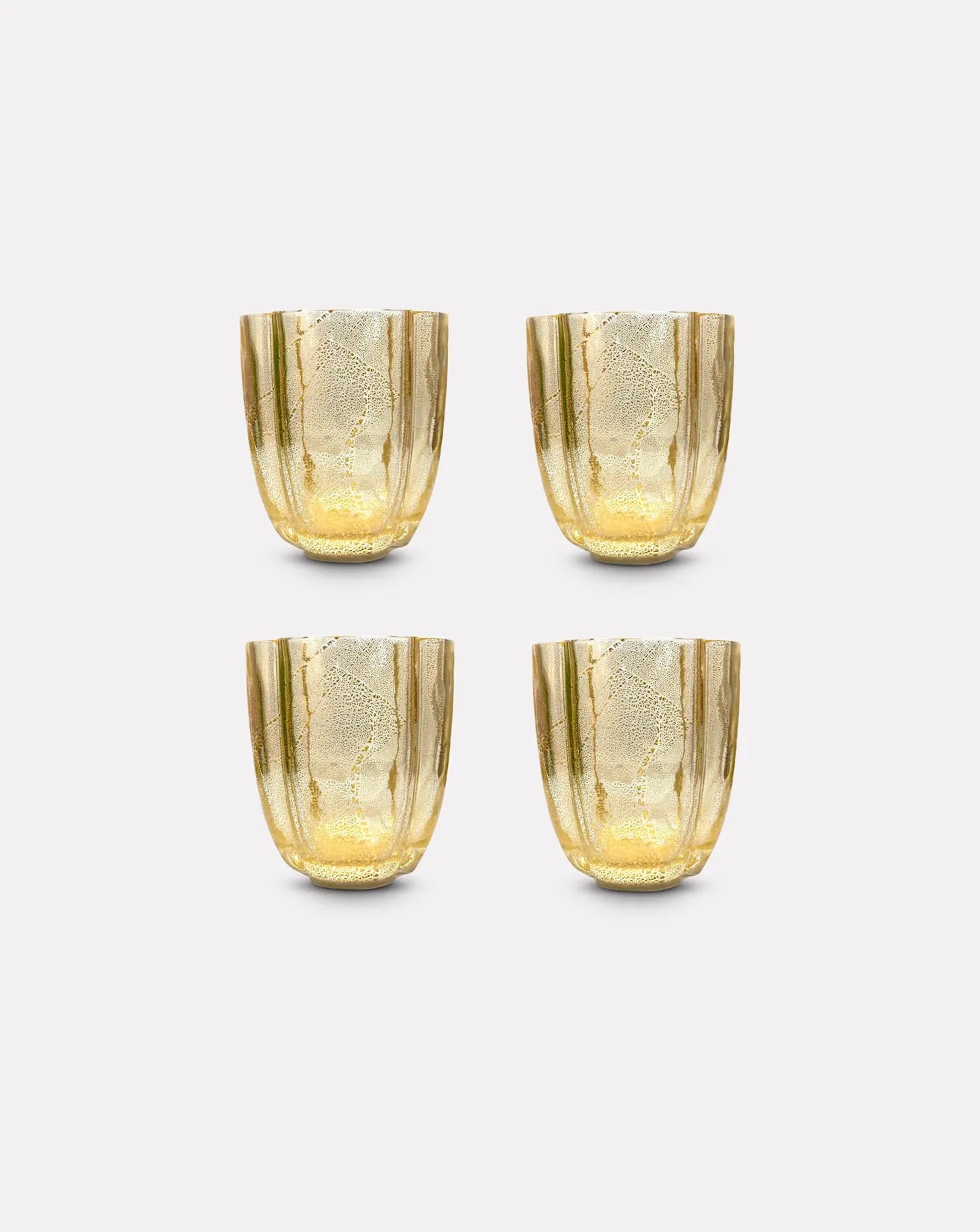 Set of 4 Petal Murano Gold Glasses Casarialto