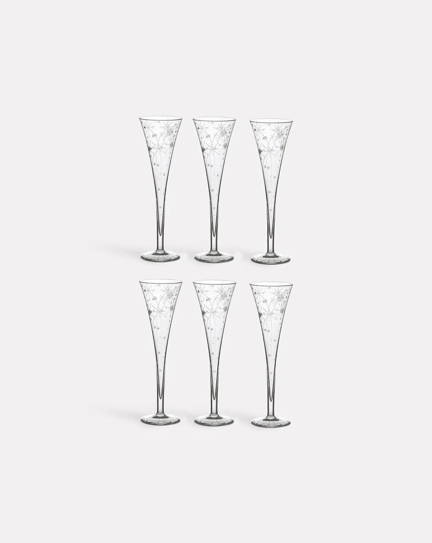 Set of 6 Fireworks Champagne Flute Artel