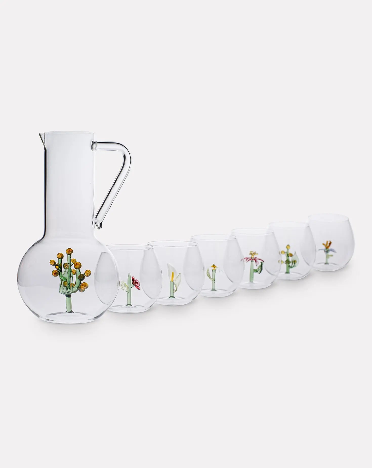 Set of 6 Flower Power Glasses and Jug Casarialto