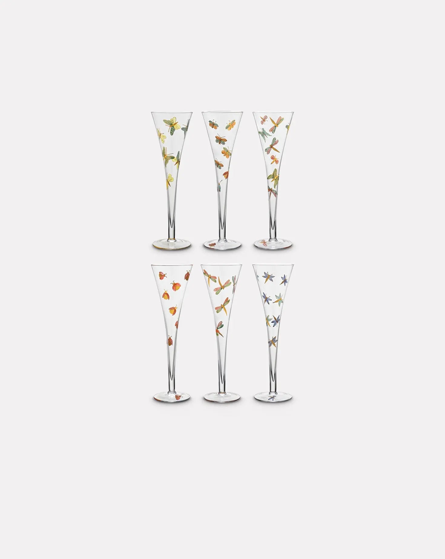 Set of 6 Fly Fusion Champagne Flutes Artel